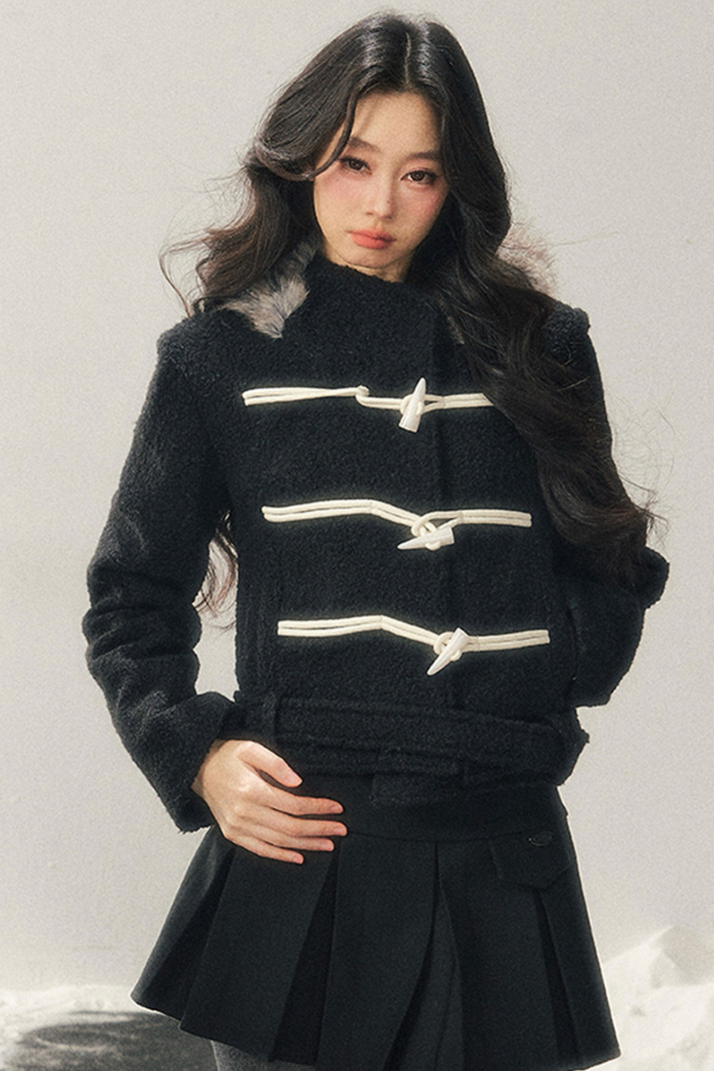 Horn Button Hooded Coat