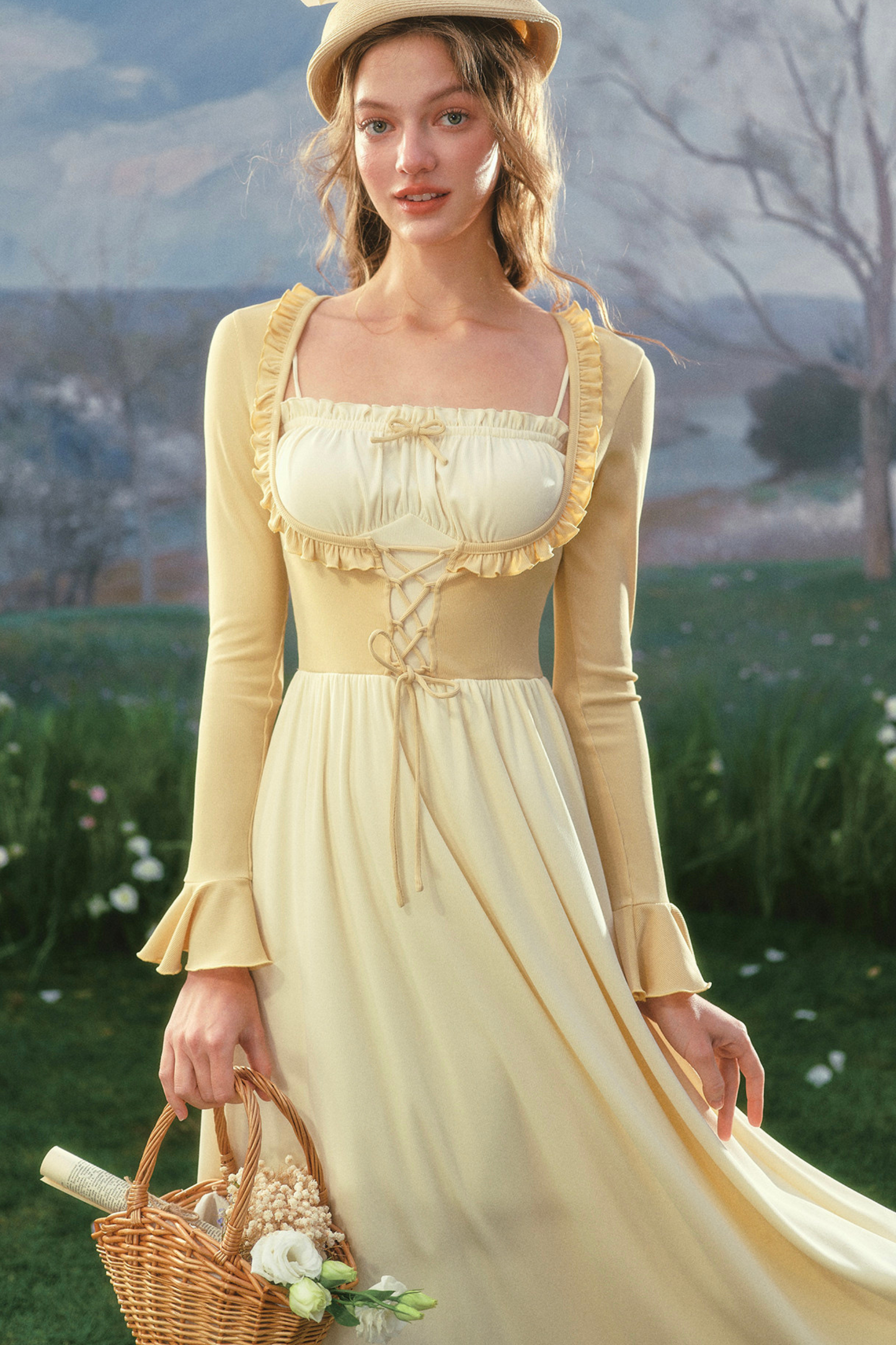 Lace Collar Color Blocking Dress