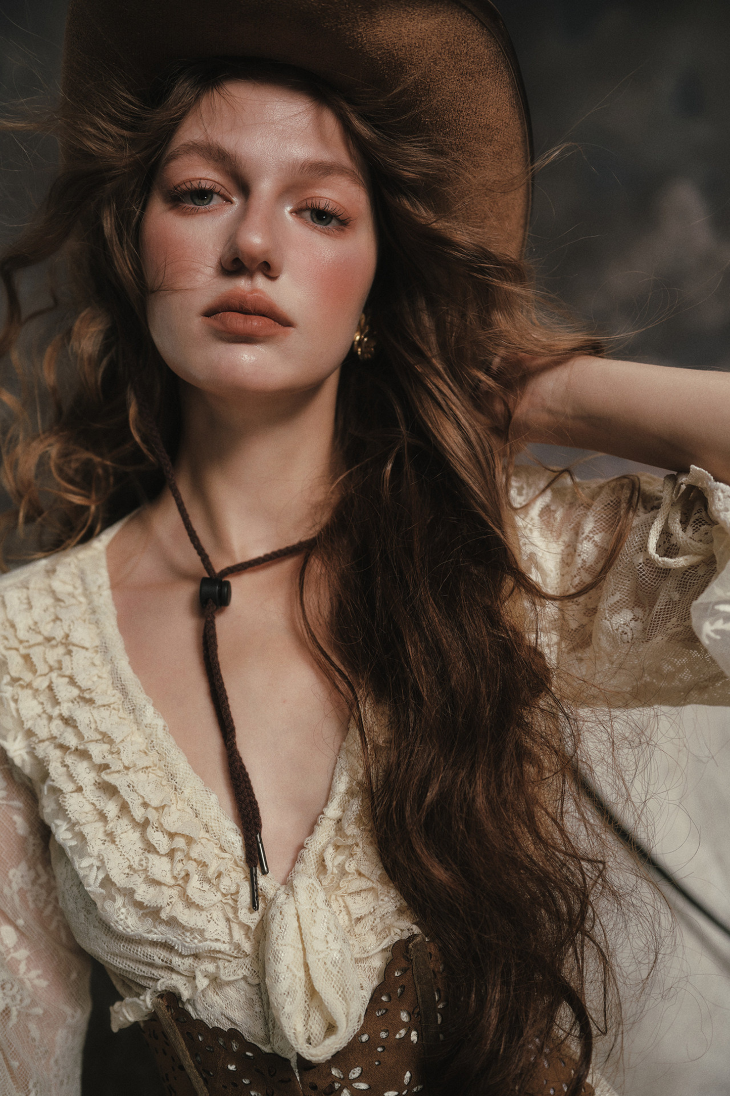 Western Lace Long Dress + Corset