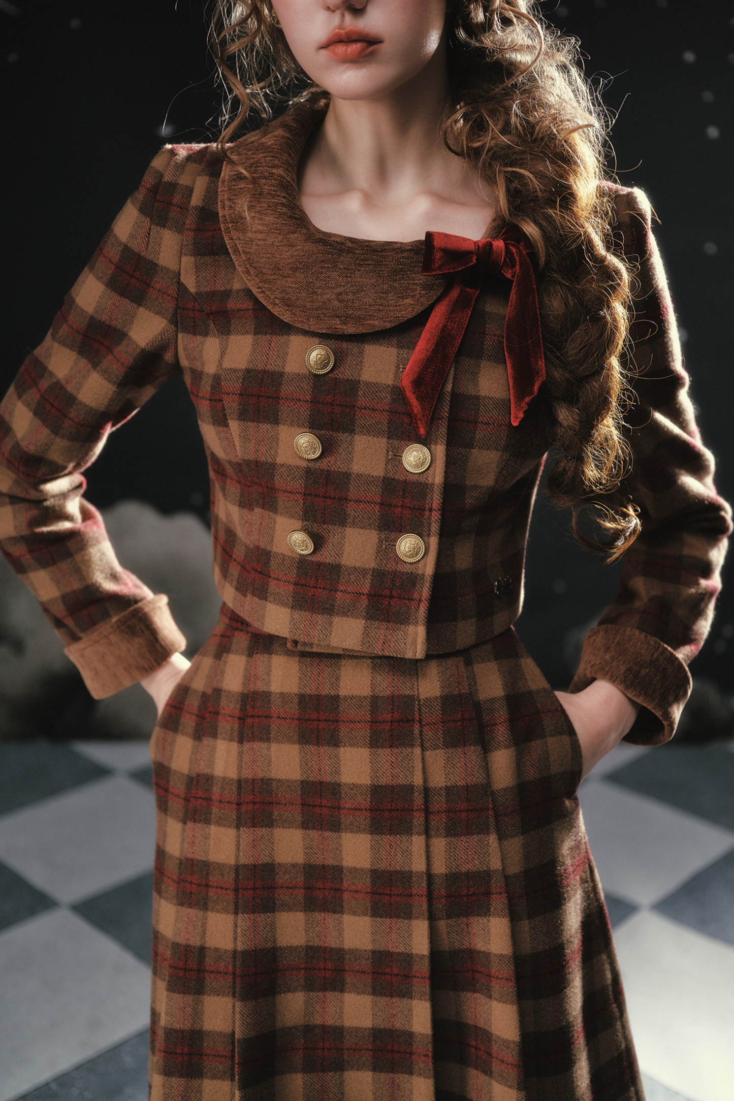 French British College Maillard Check Jacket + Skirt