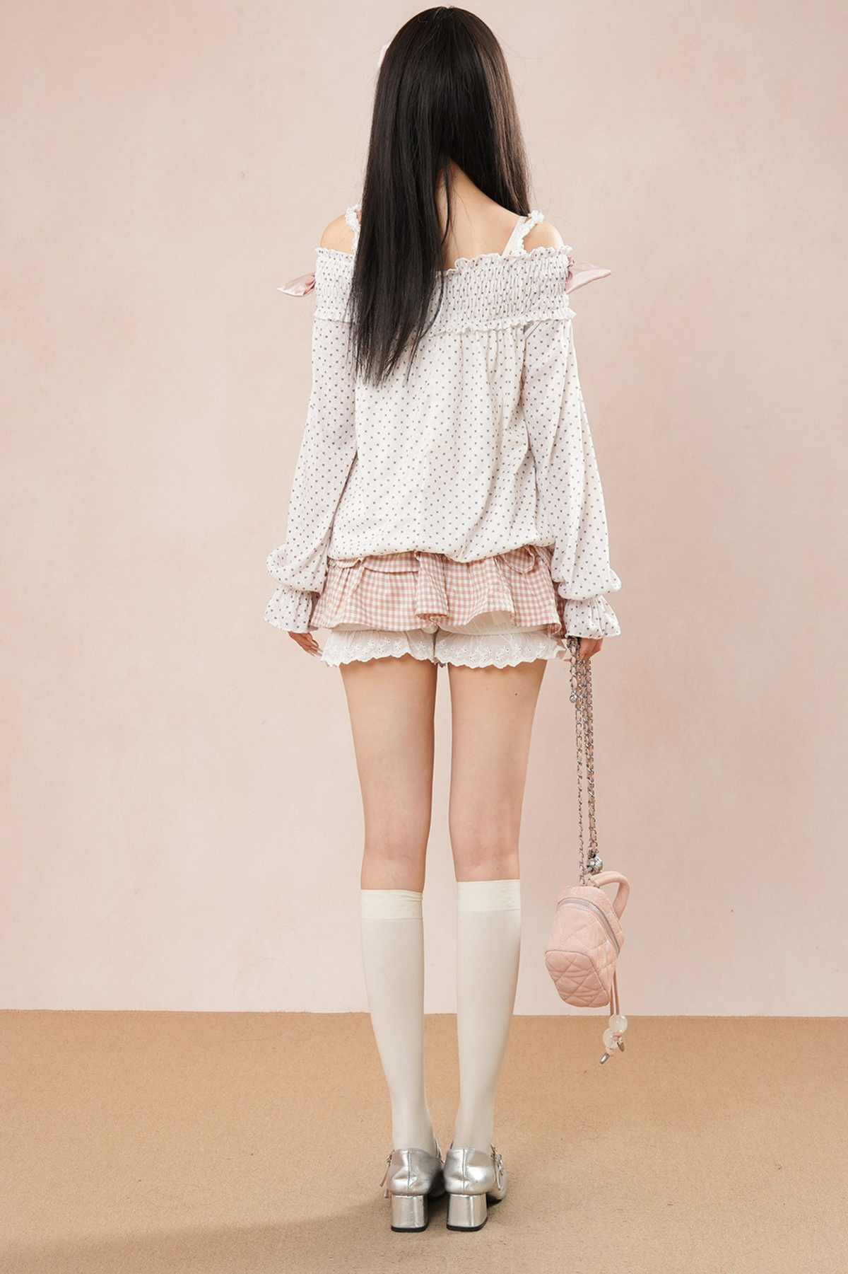 Polka Dot Balloon Sleeve Top + Cake Skirt