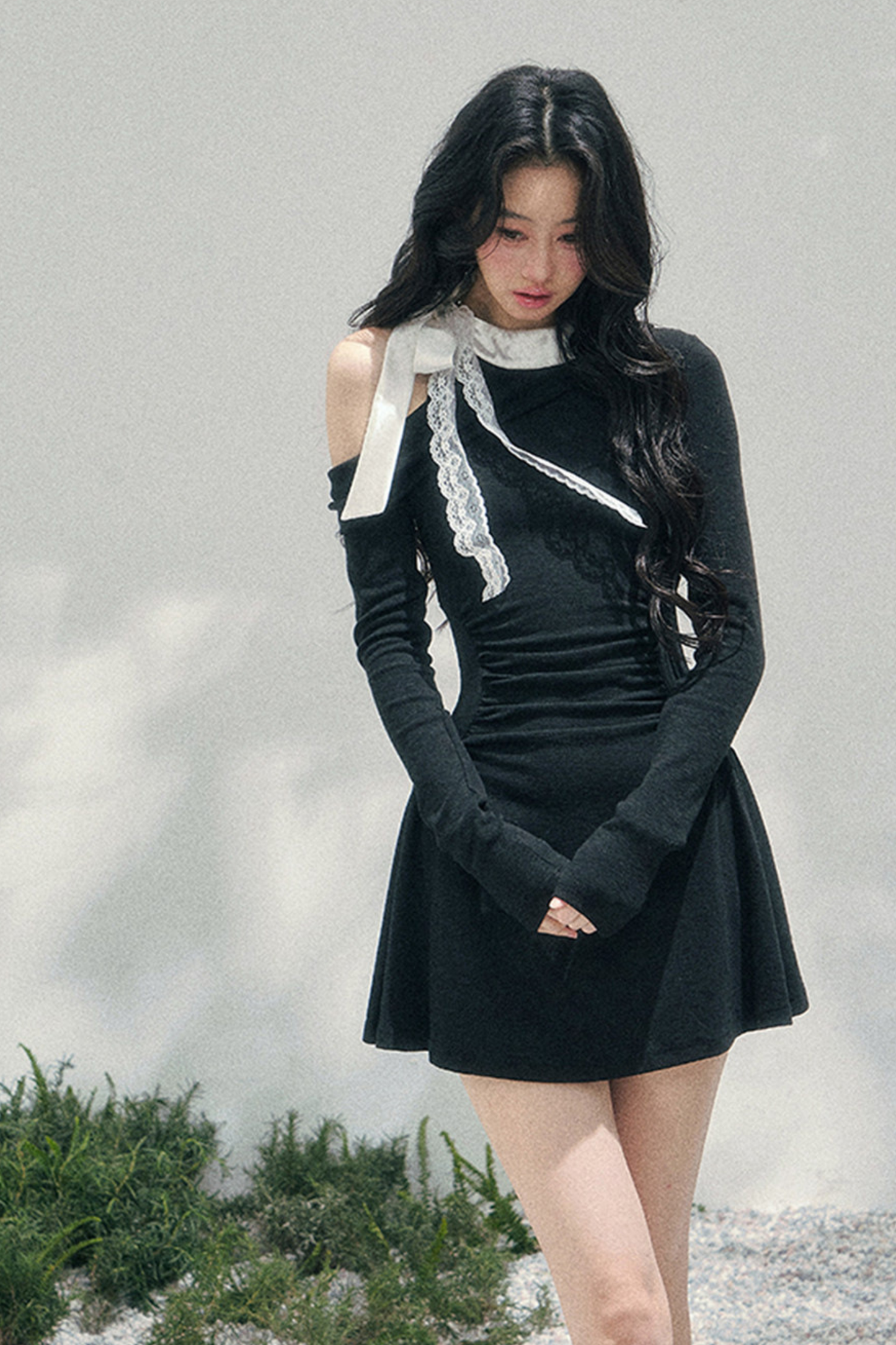 French Lace Off-Shoulder Dress