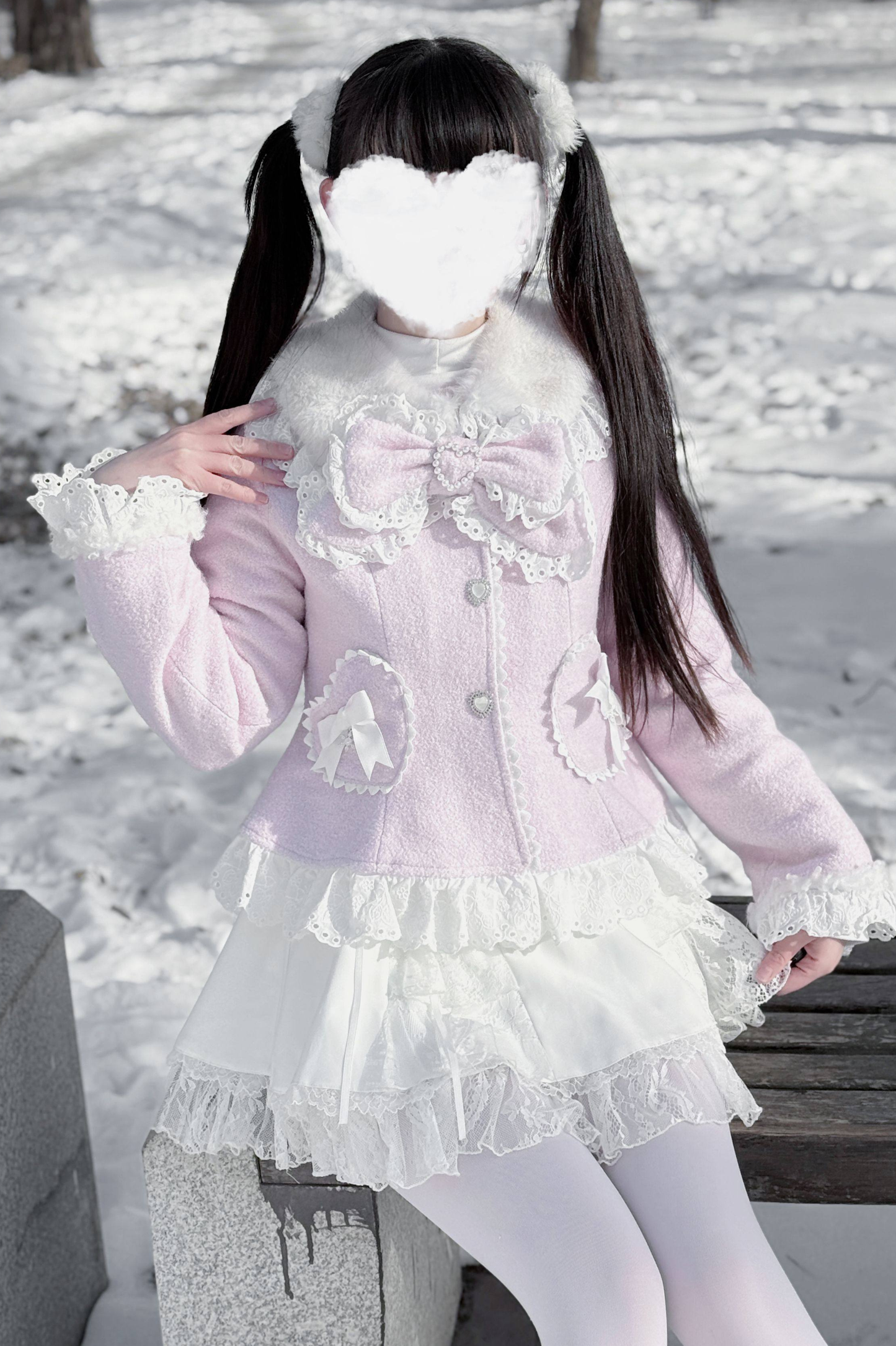 Lace Ribbon Slim Sweet Coat