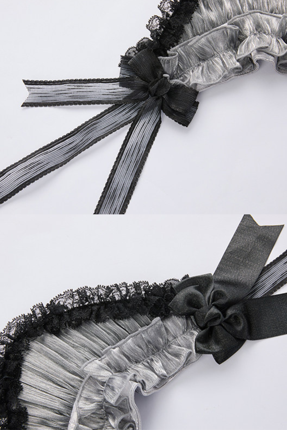 【Reservation Deadline February 28】Dark Silver Lace Lolita Dress + BNT + Neck Accessories