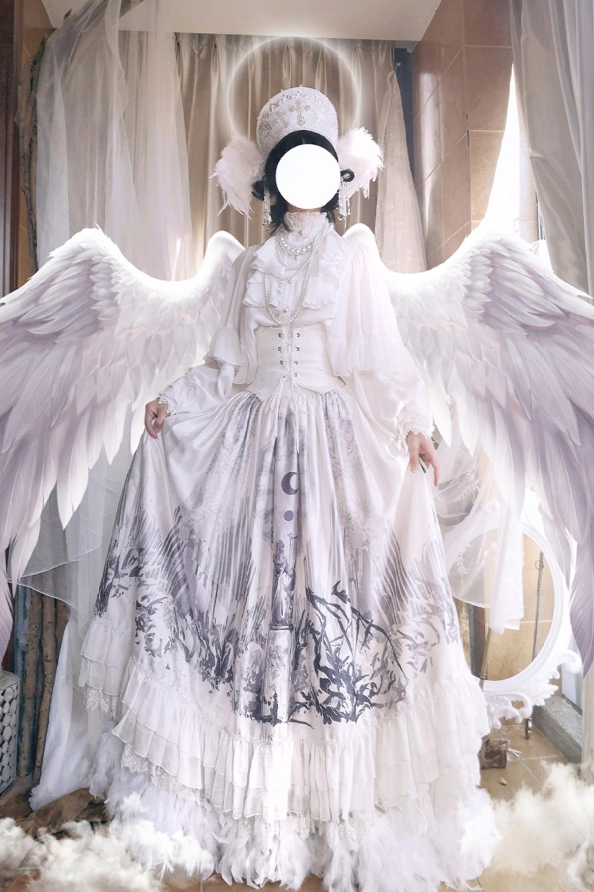 Moon Night Bat Wing Blouse + Brooch