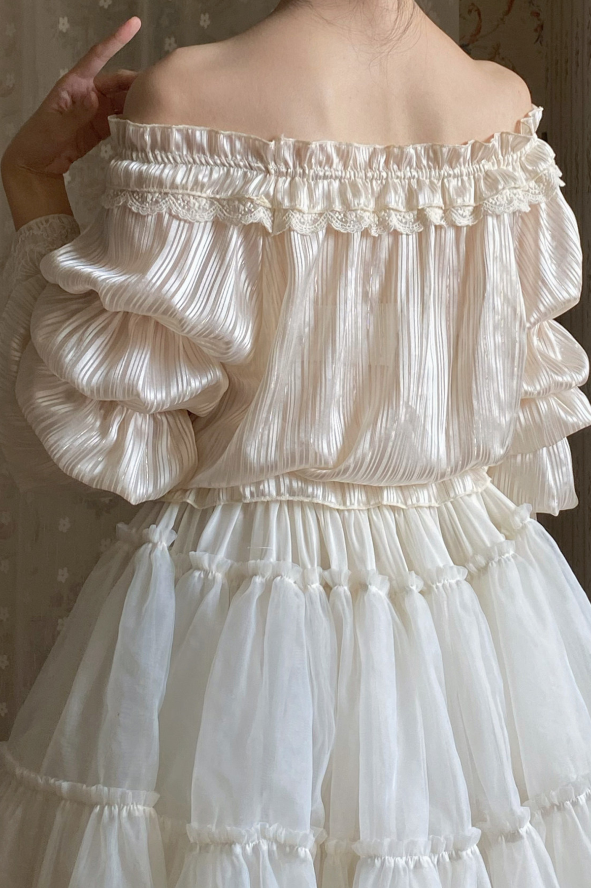 Chiffon Off-Shoulder Sheer Top