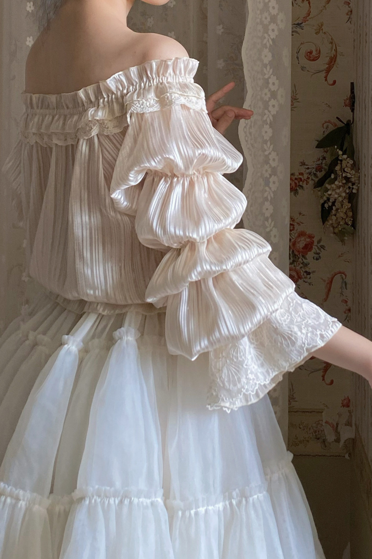 Chiffon Off-Shoulder Sheer Top