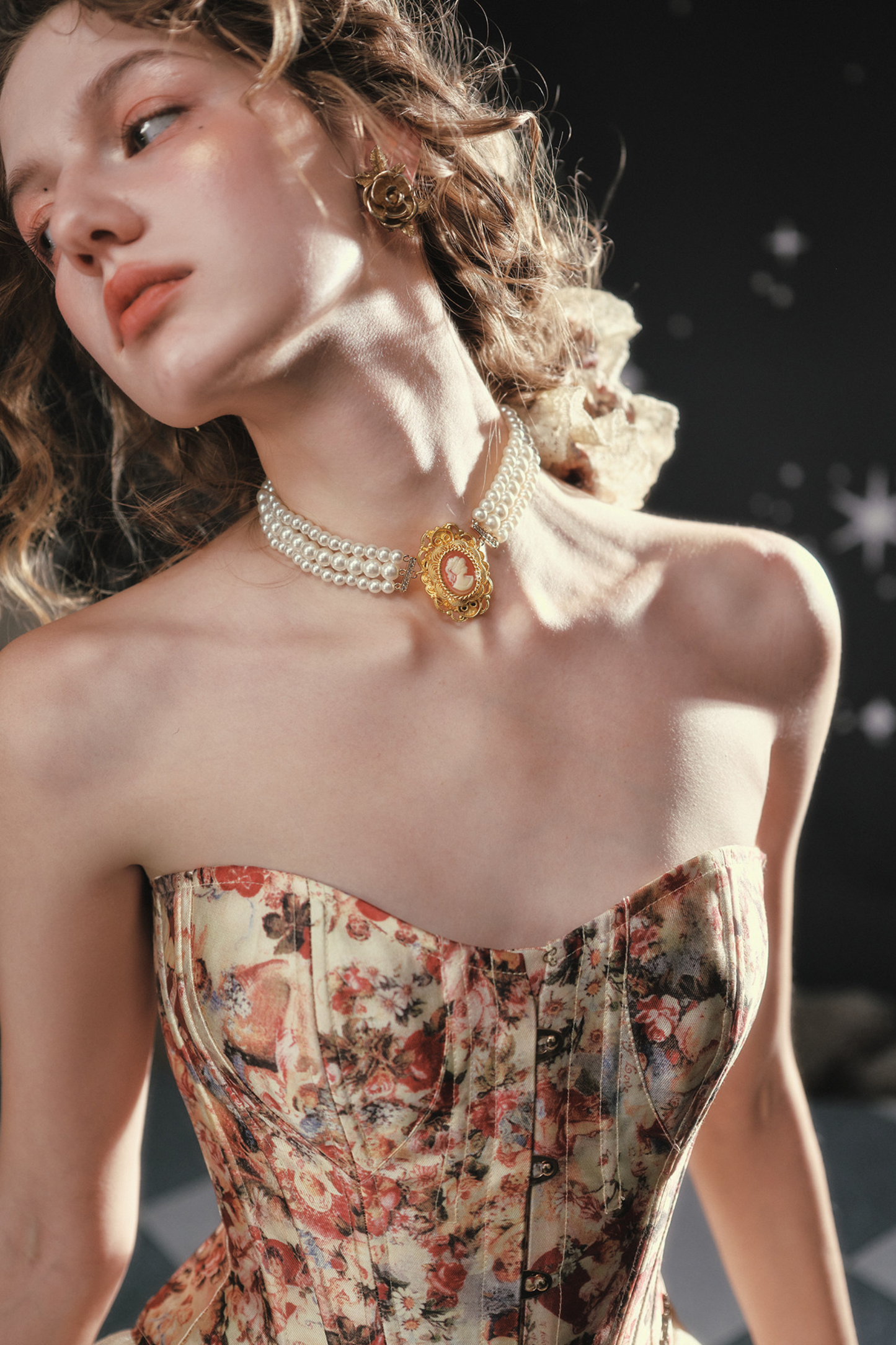 Antique Corset Top + Satin Flare Skirt