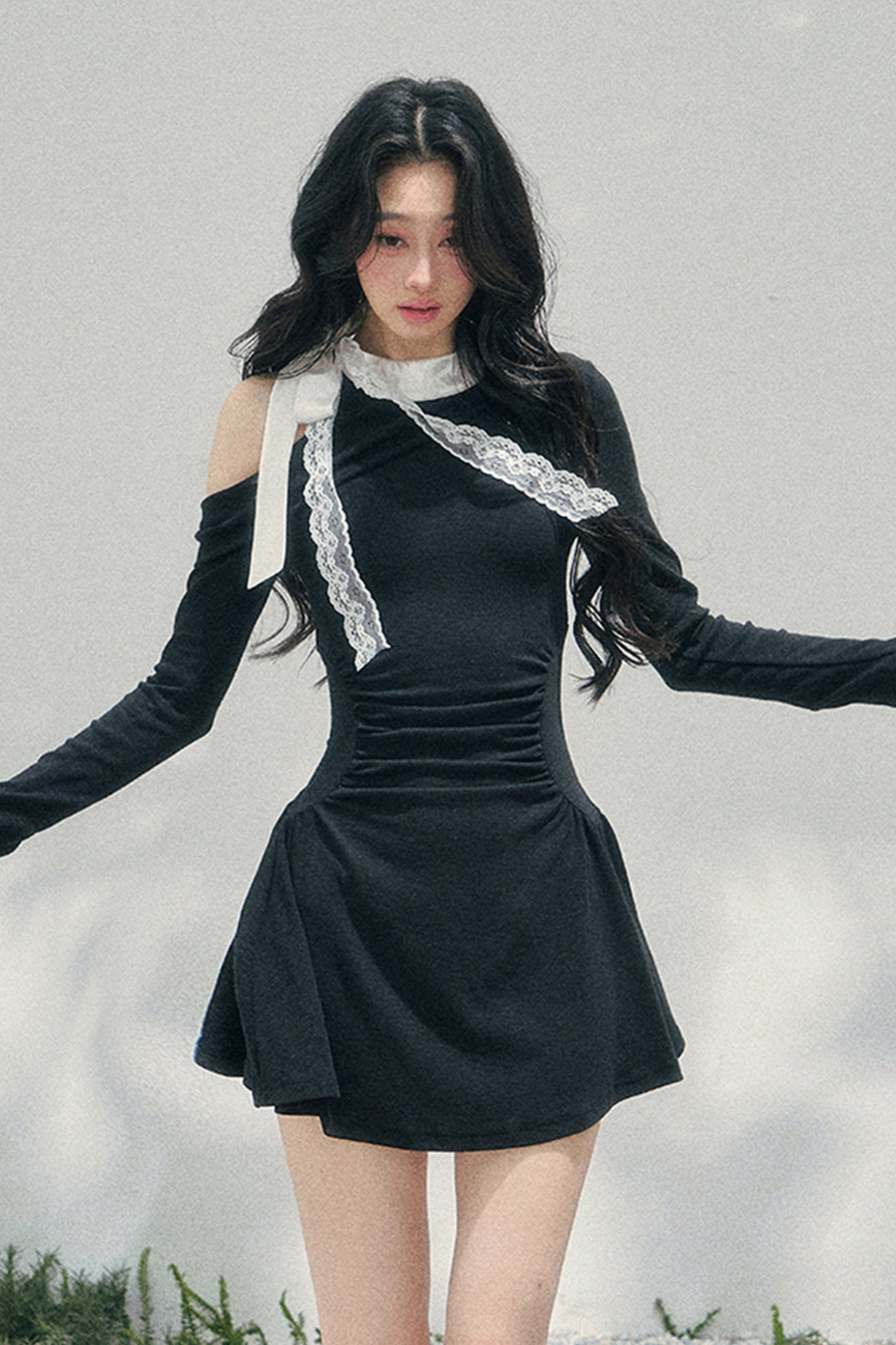 French Lace Off-Shoulder Dress