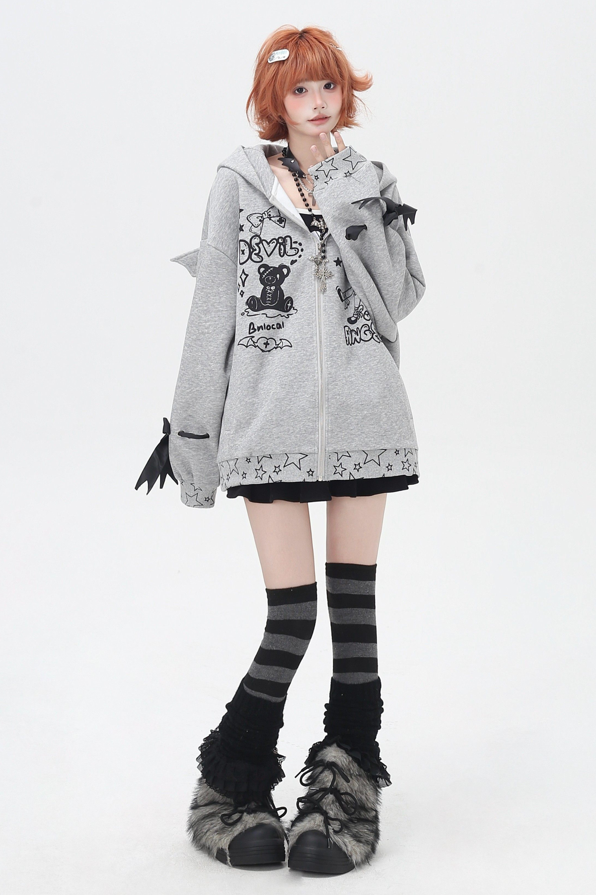 Devil Girl 3D Wings Hooded Jacket