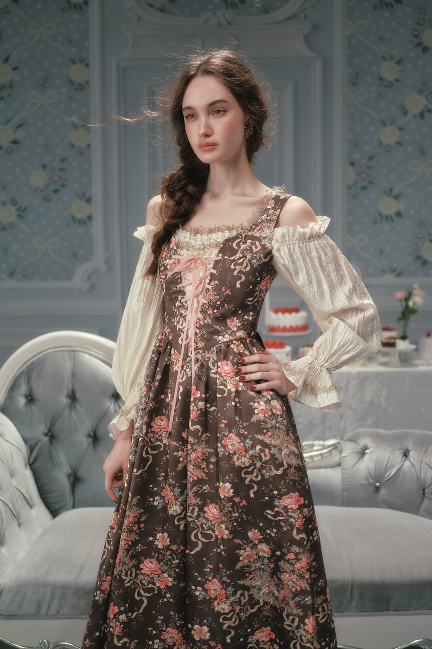 French Vintage Floral Art Dress