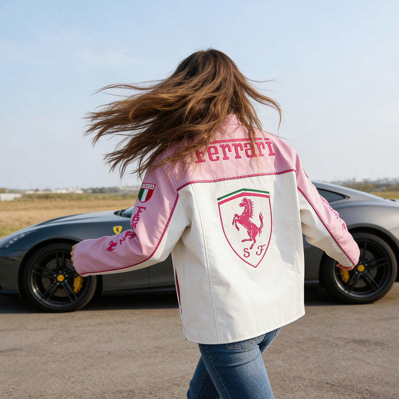 Racing-style leather moto jacket