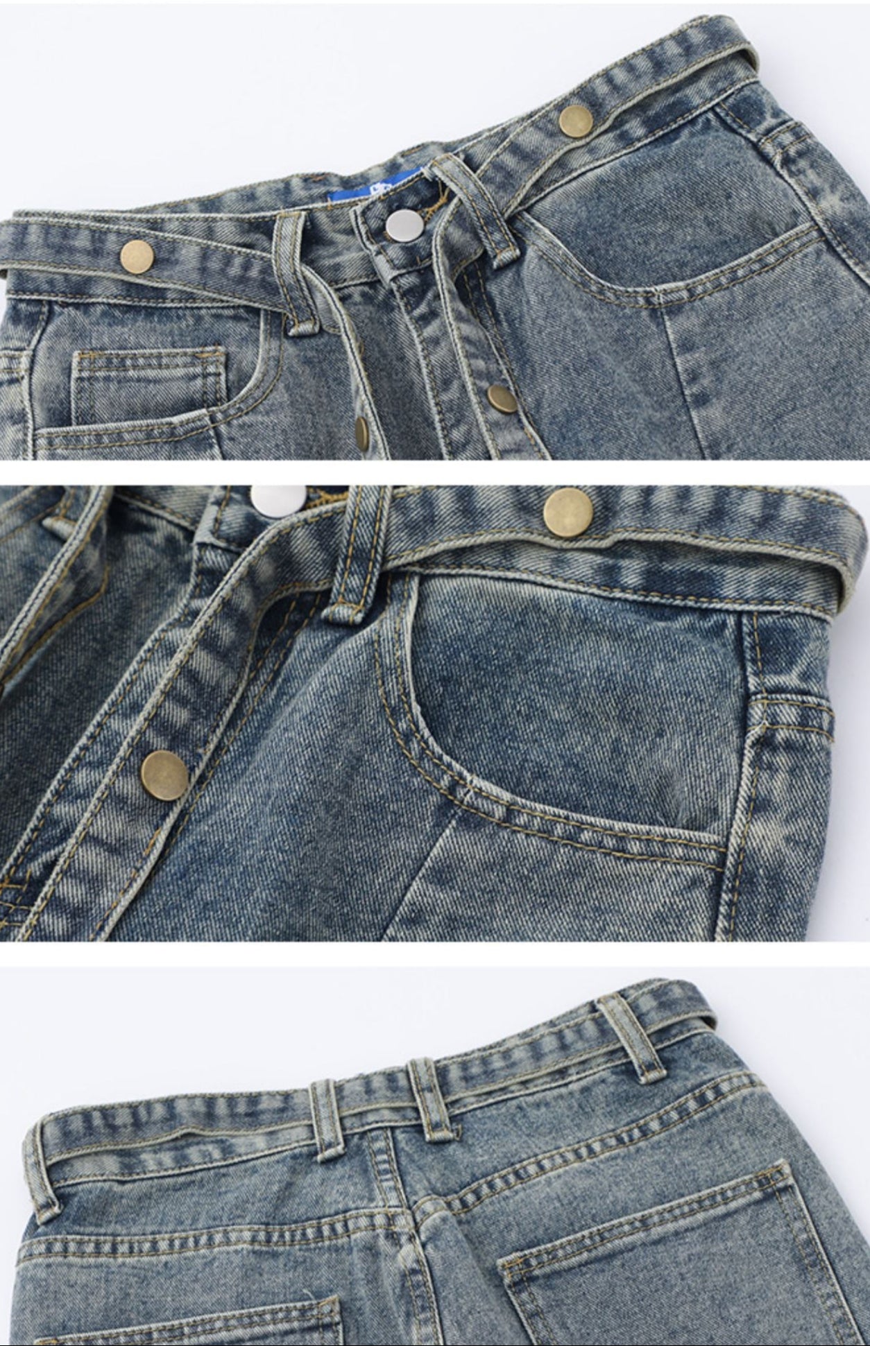 Retro Washed Strap Y2K Jeans