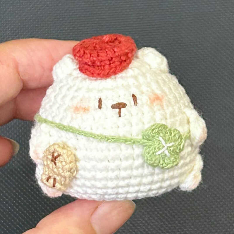 diy wool Mini kitty cat flowerpot keychain