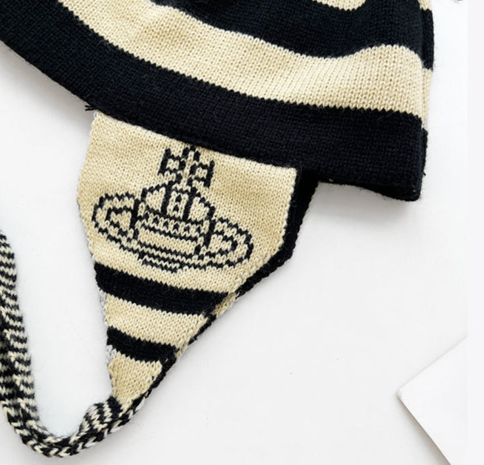 Y2K Striped Suede Knitted Hat