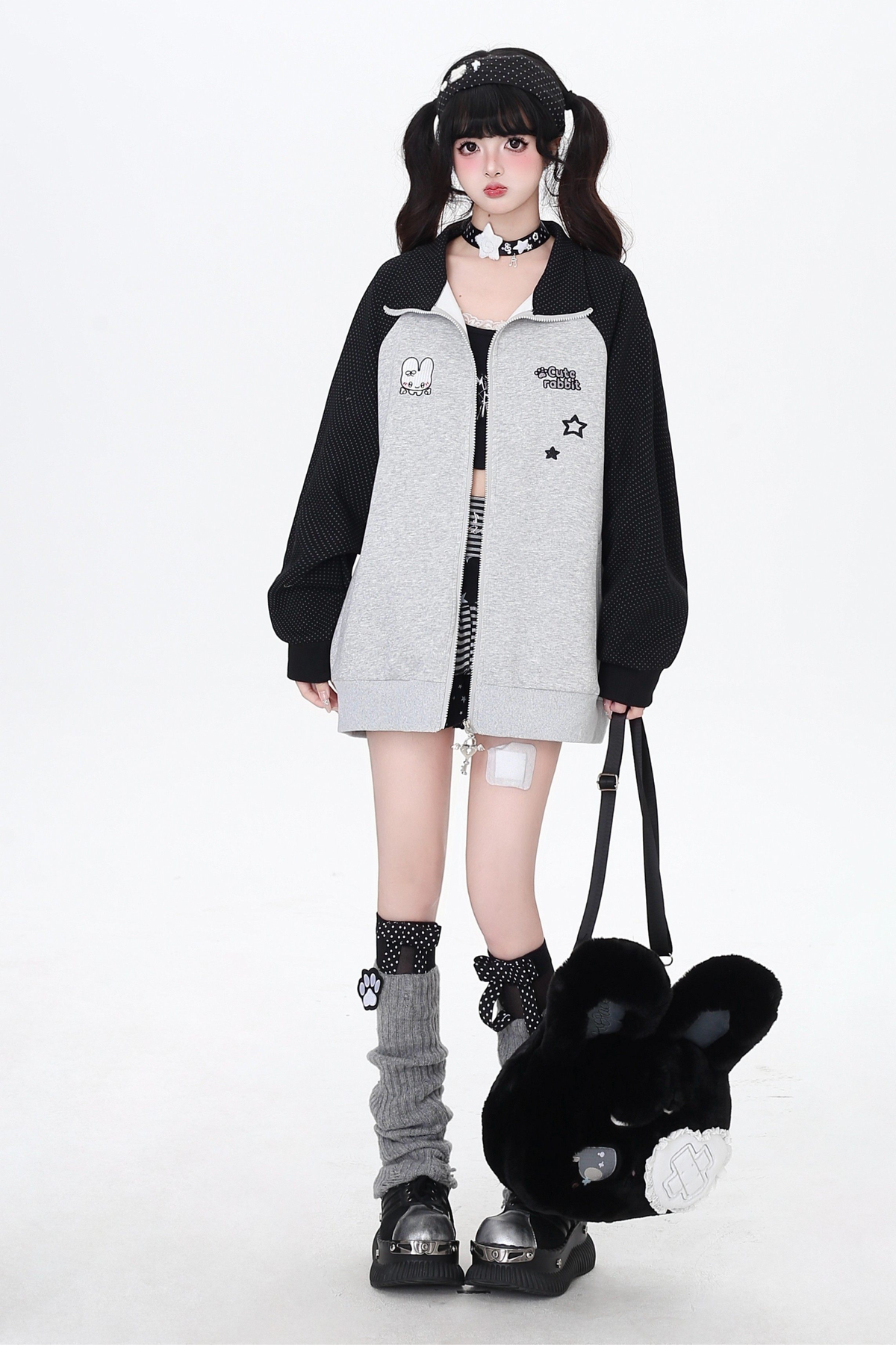 Dark Rabbit Ear Hooded Jacket