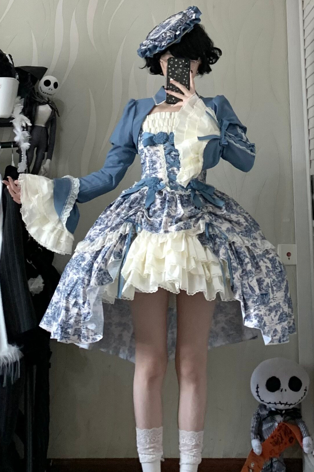 [Pre-order] Elegant Asian Lolita Jumper Skirt + Top + Flat Cap