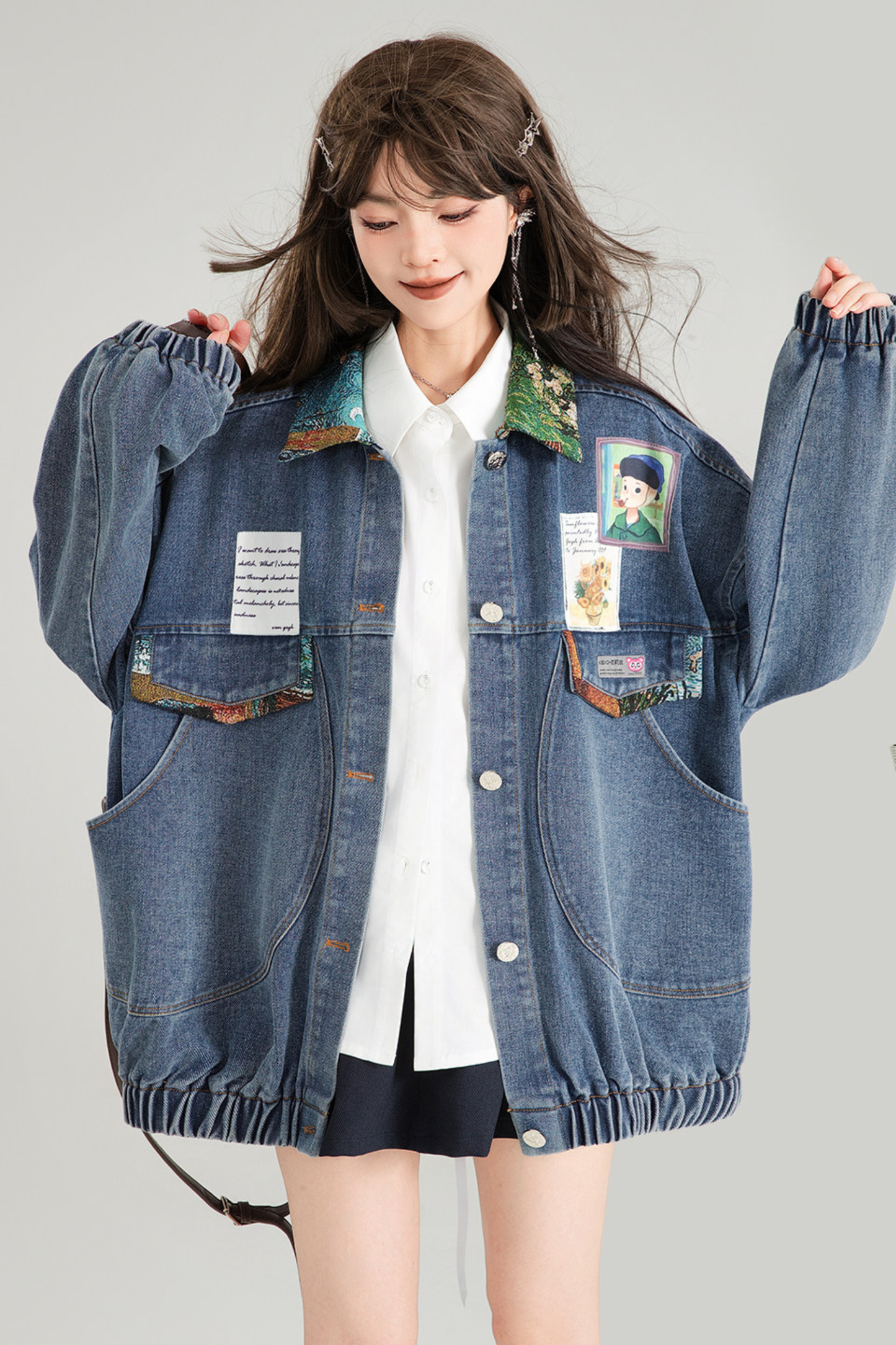 Back Ribbon Loose Denim Jacket