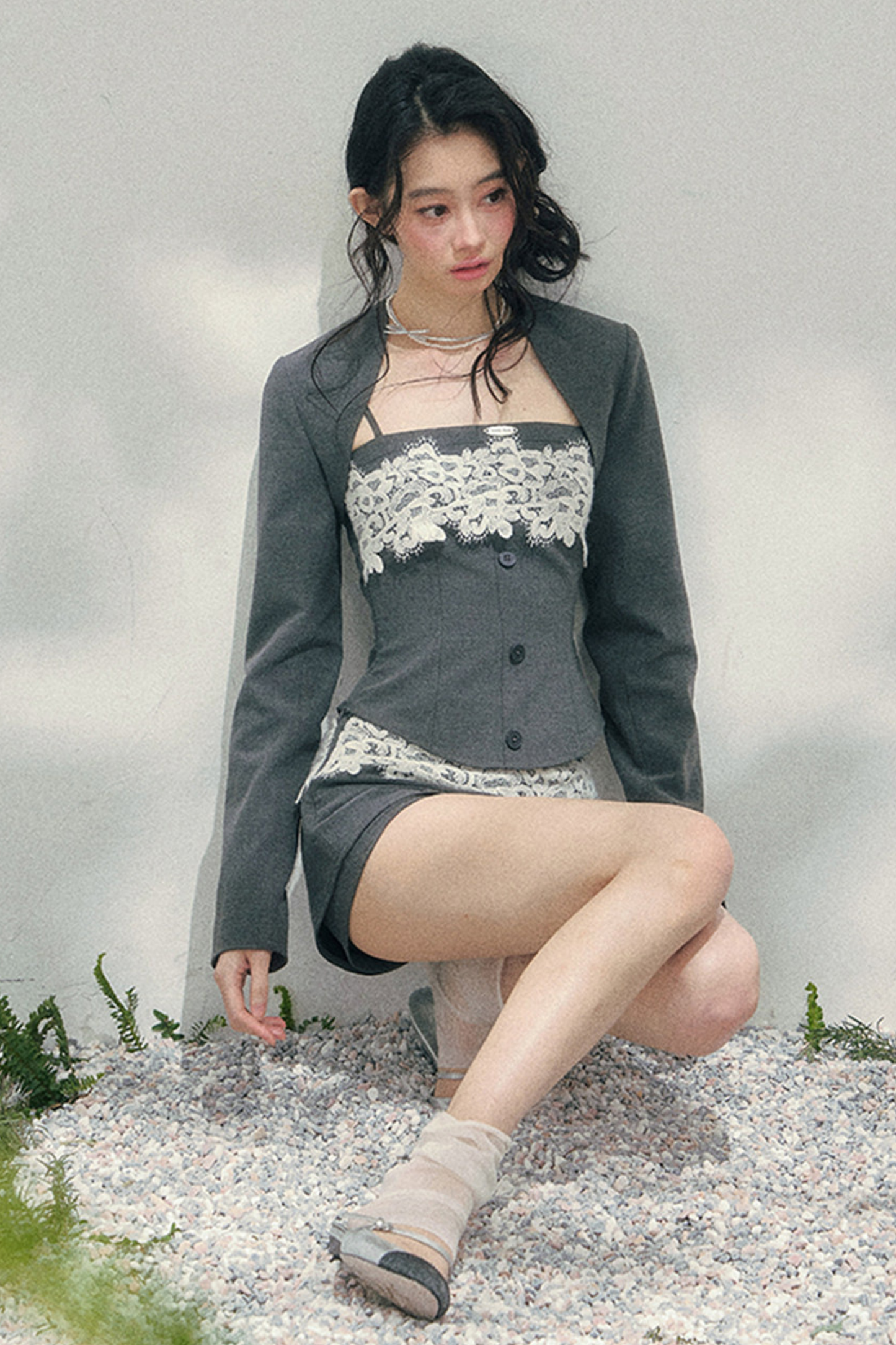 Elegant Lace Camisole Top + Shawl + Culottes