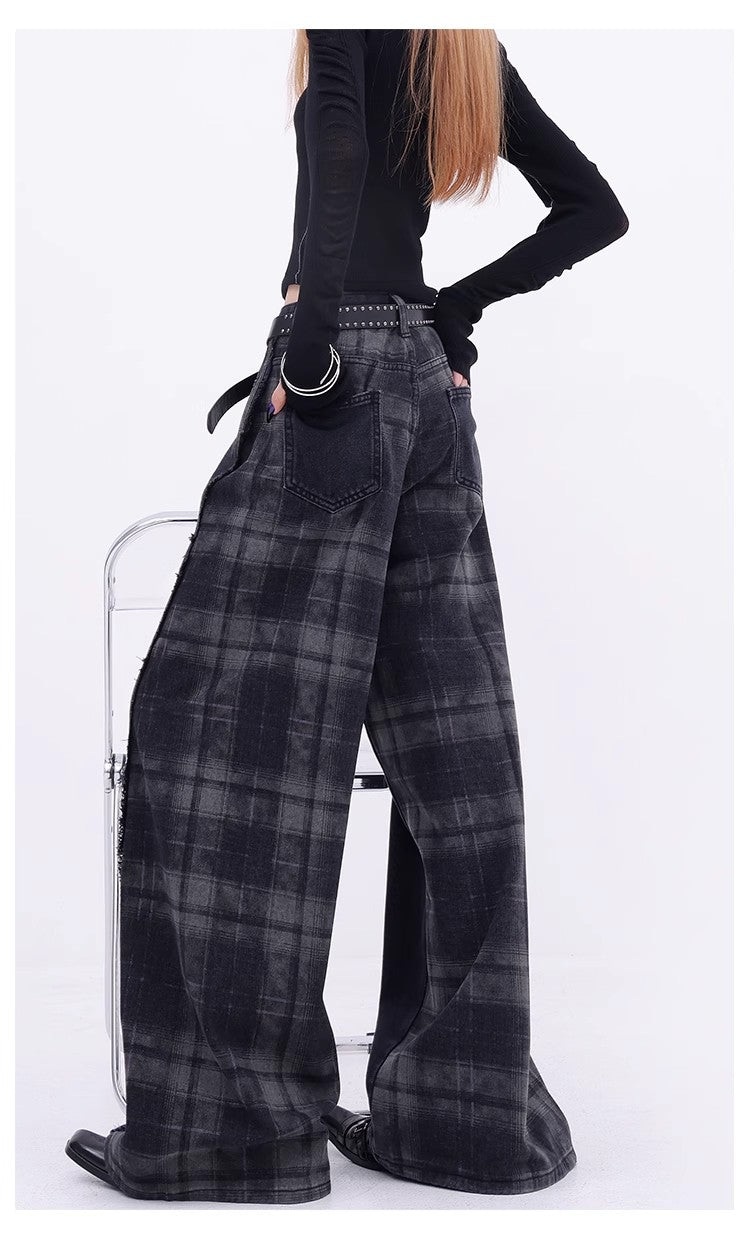 Retro Plaid Contrast Y2K Baggy Jeans