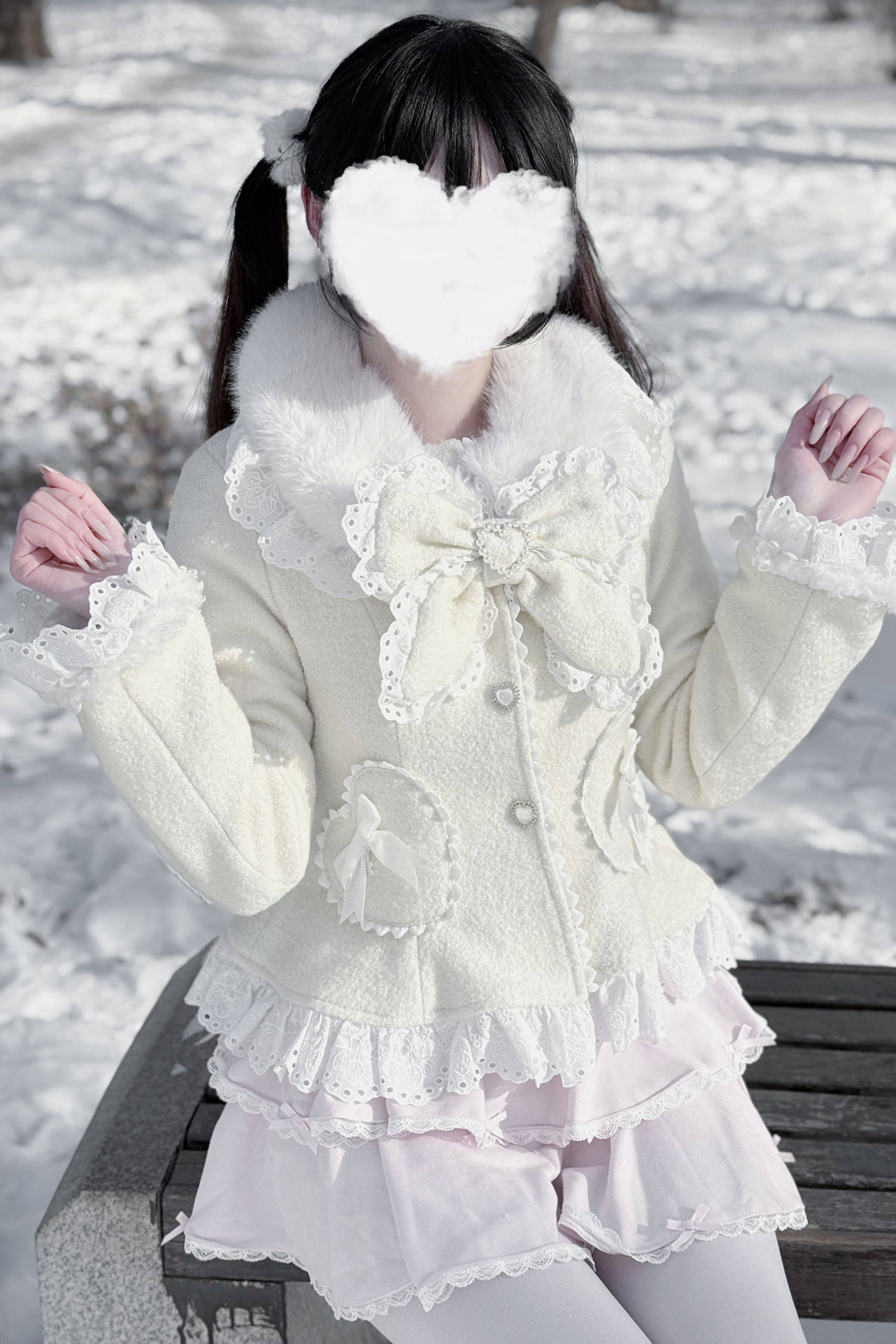 Lace Ribbon Slim Sweet Coat
