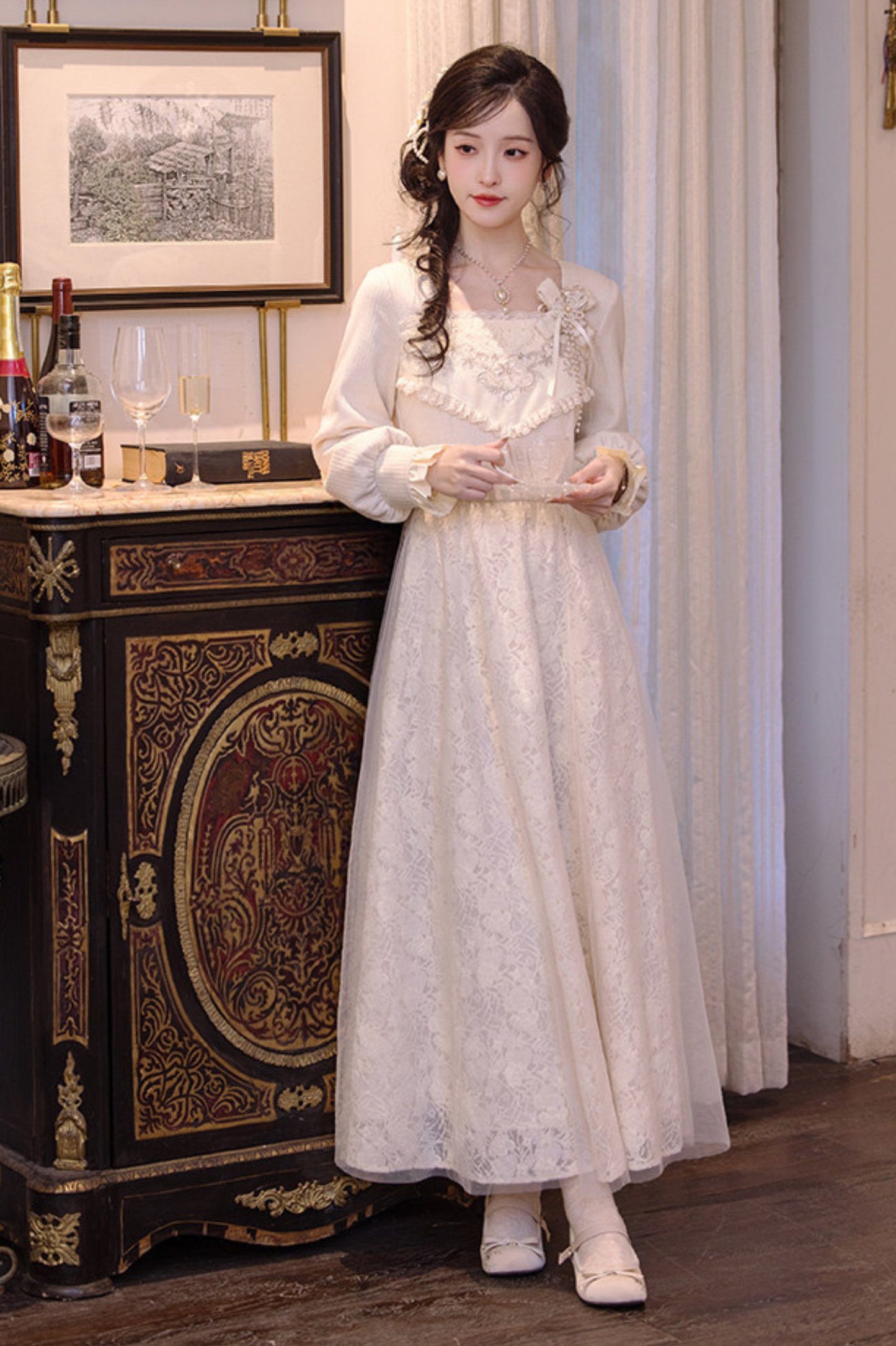 Pure White Square Neck Dress