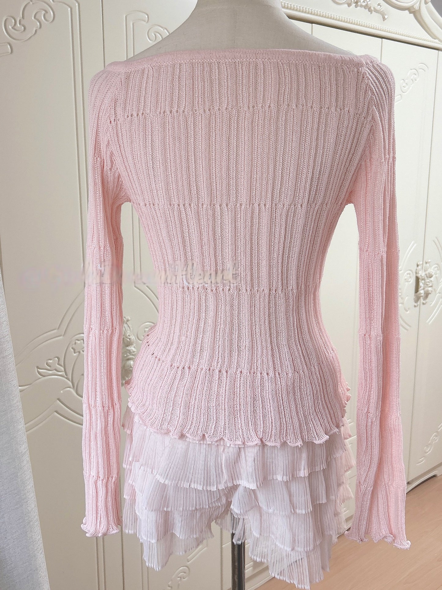 Coquette Pink Dollete Long-Sleeved Top