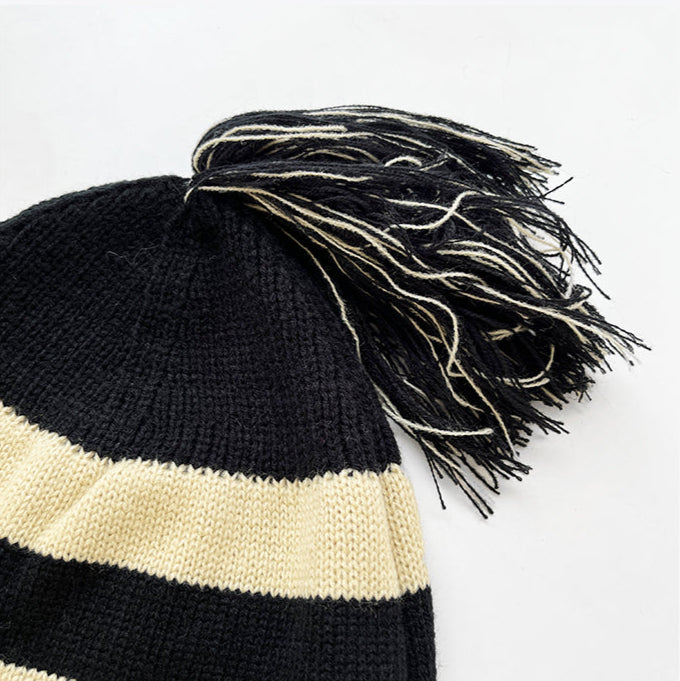 Y2K Striped Suede Knitted Hat