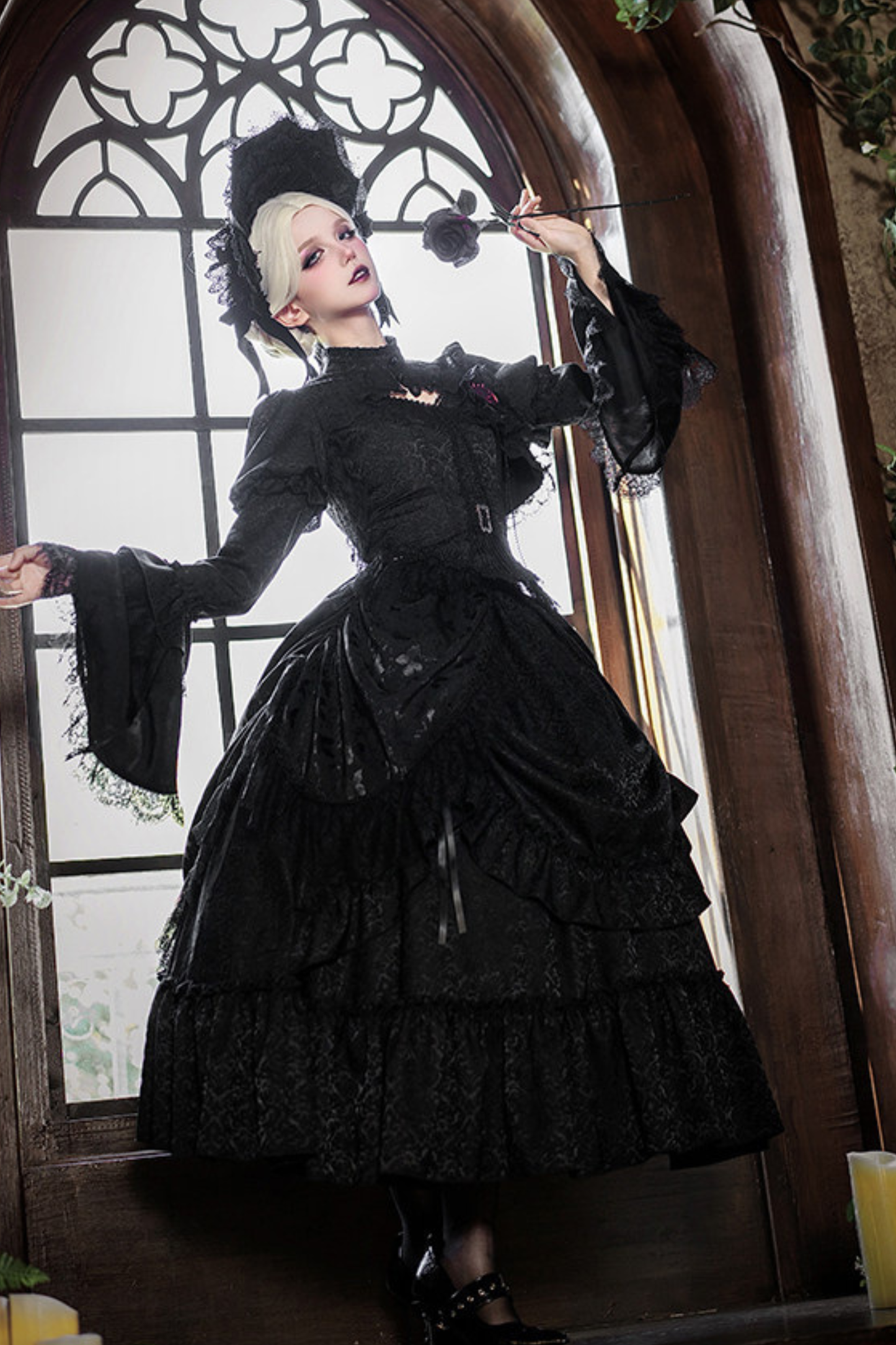 Gothic Corset Tops + Short Coat + Horse + Curtain + Skirt + Flower + Bonnet