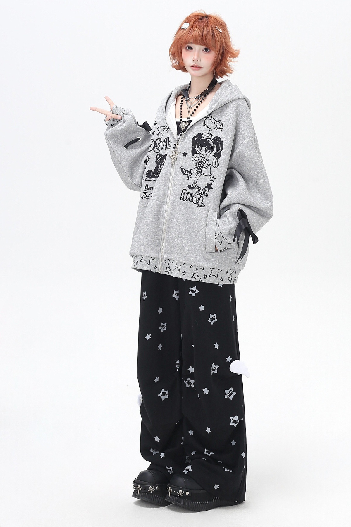 Star Print House Loose Casual Straight Sweatpants
