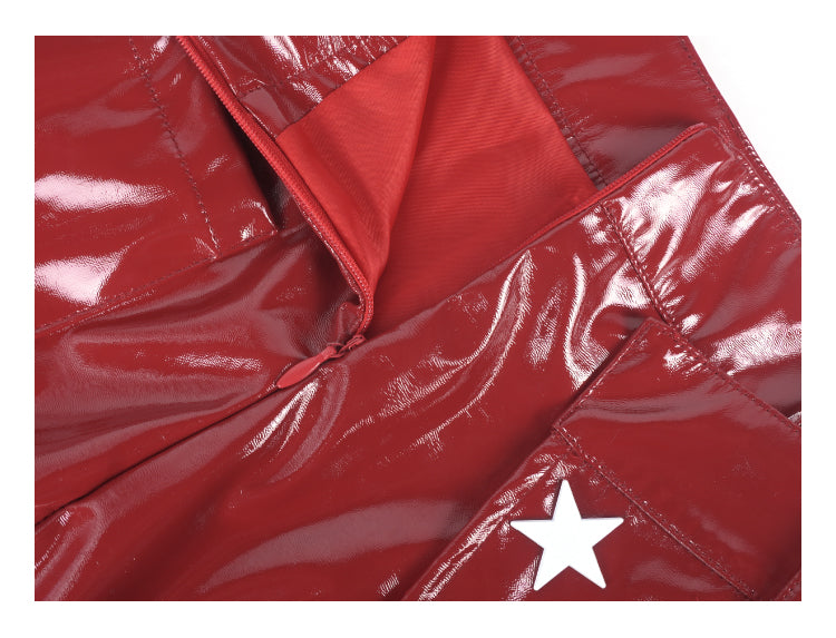 Star Patch Leather Skirt