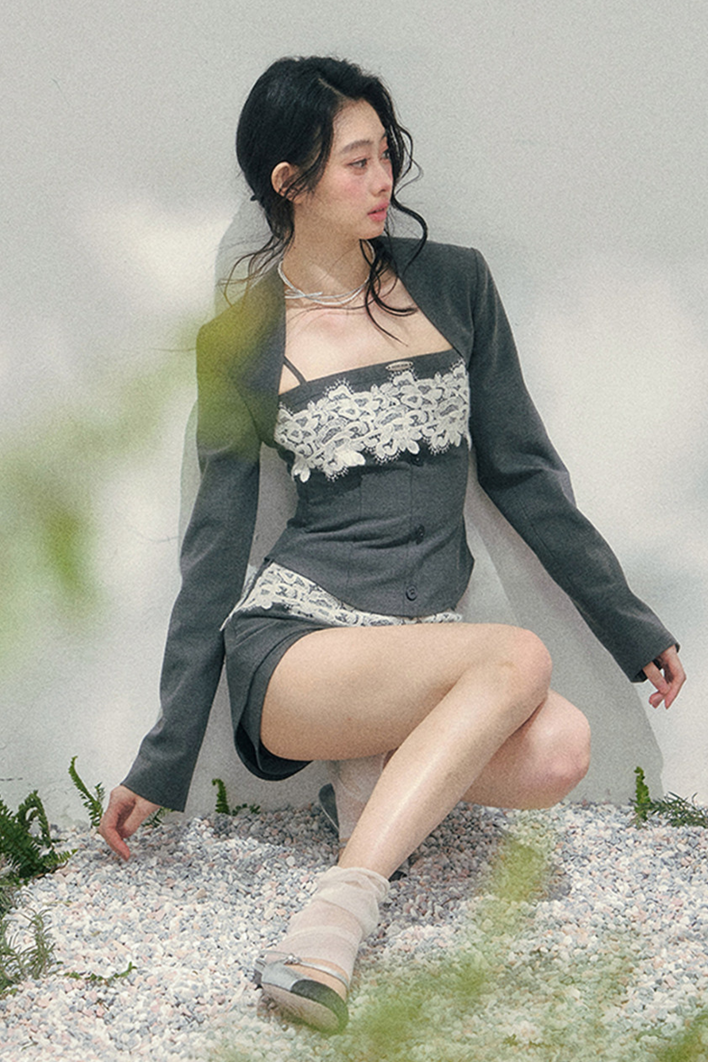 Elegant Lace Camisole Top + Shawl + Culottes