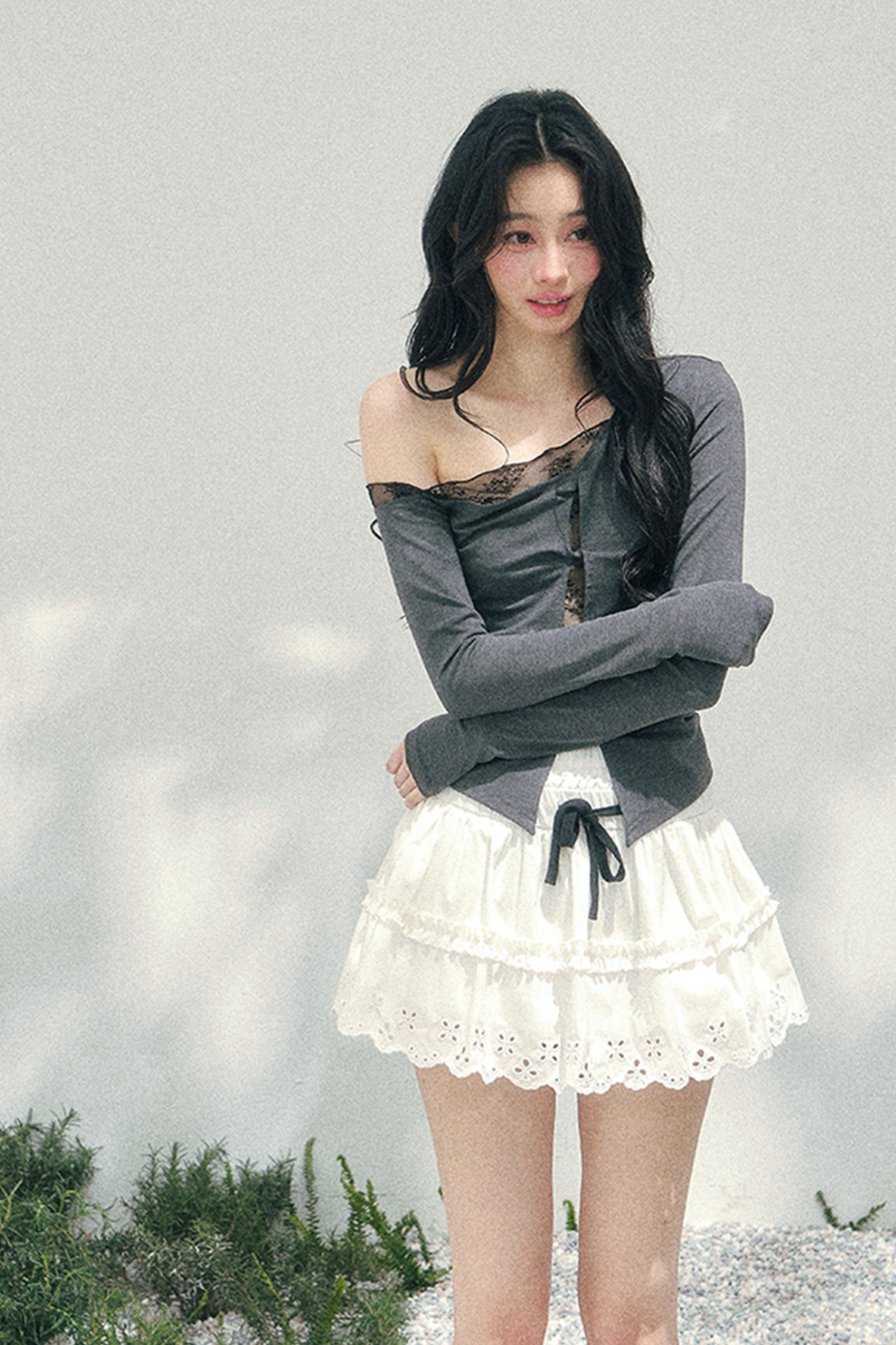 Lace Sweet Tiered Puffy Skirt