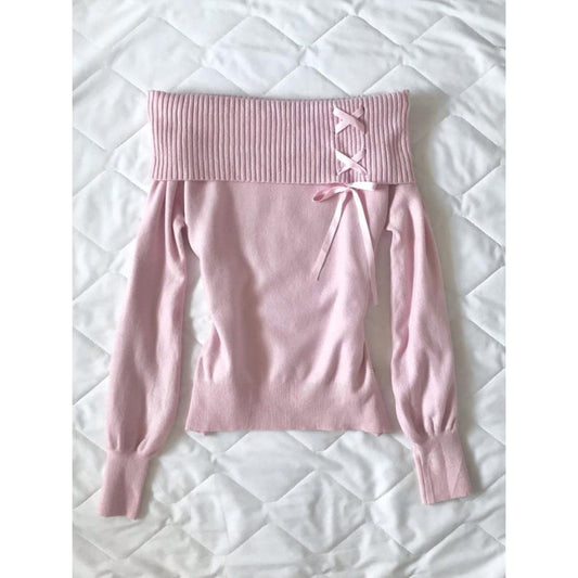 Original Pink One-shoulder Sweater