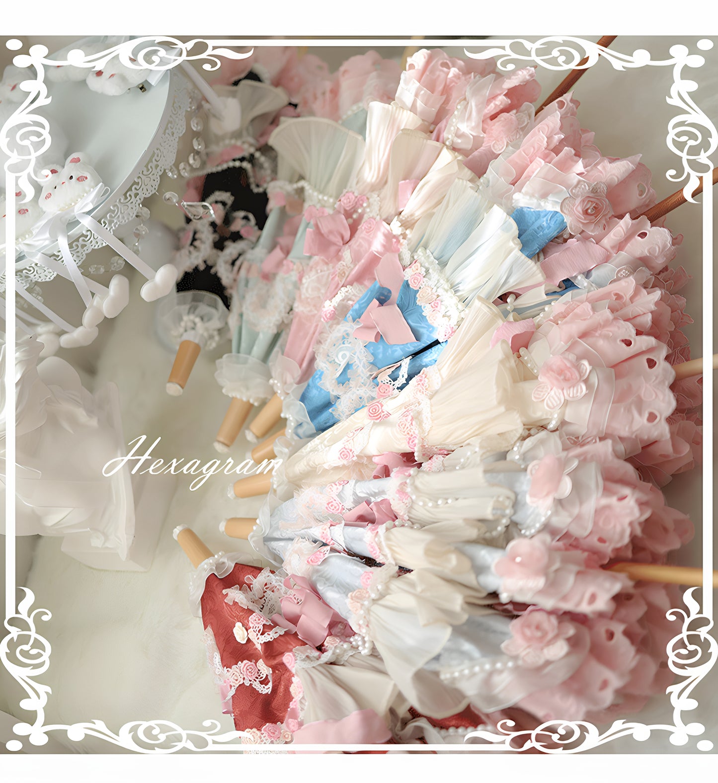 Antique cake six-pointed star lolita lace umbrella