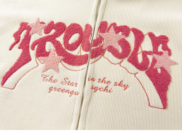 Y2K Vintage Corduroy Star Zip-up Hoodie