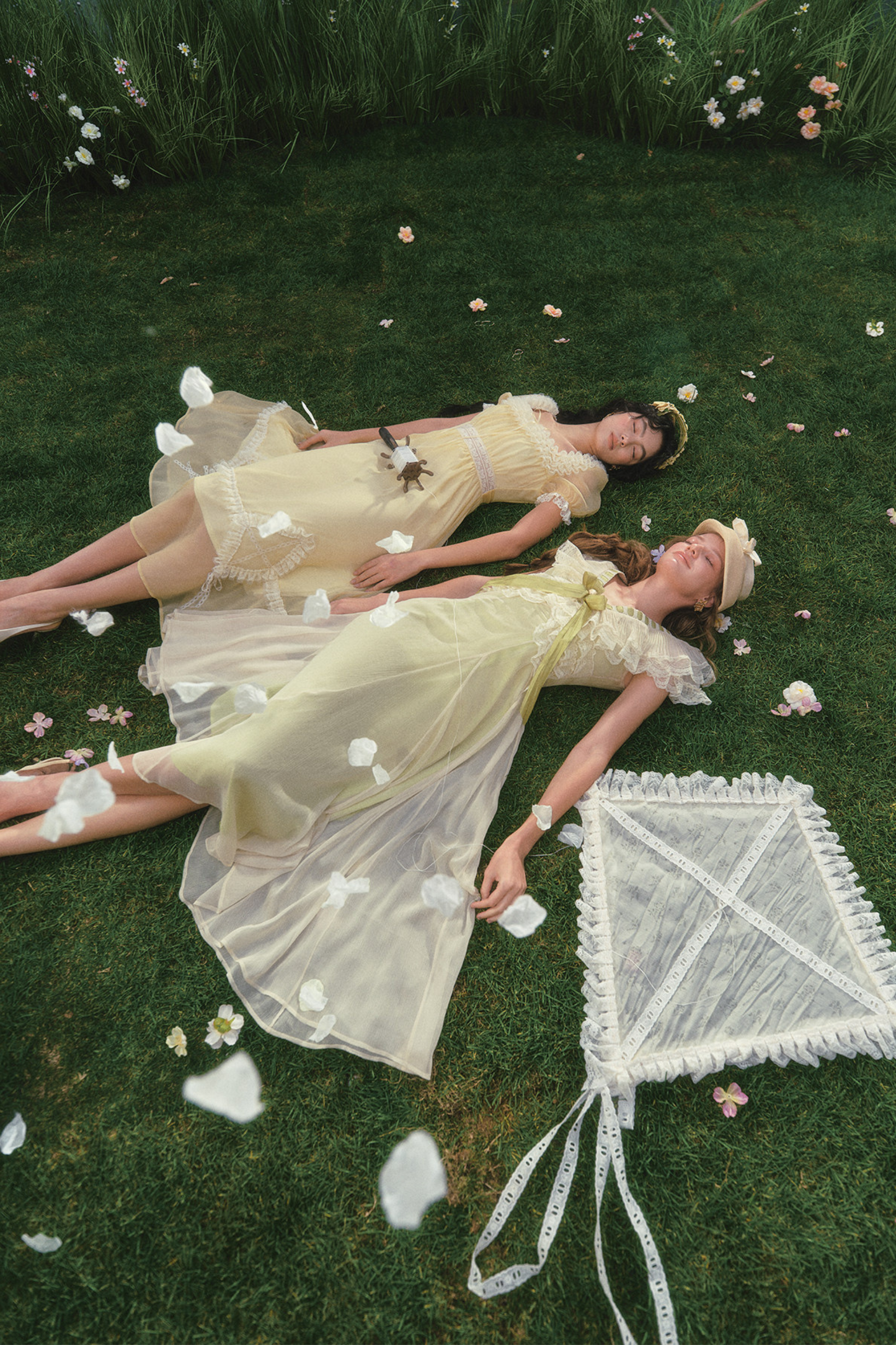 Lace Yellow Retro Long Dress