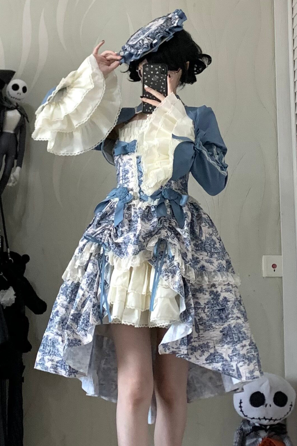 [Pre-order] Elegant Asian Lolita Jumper Skirt + Top + Flat Cap