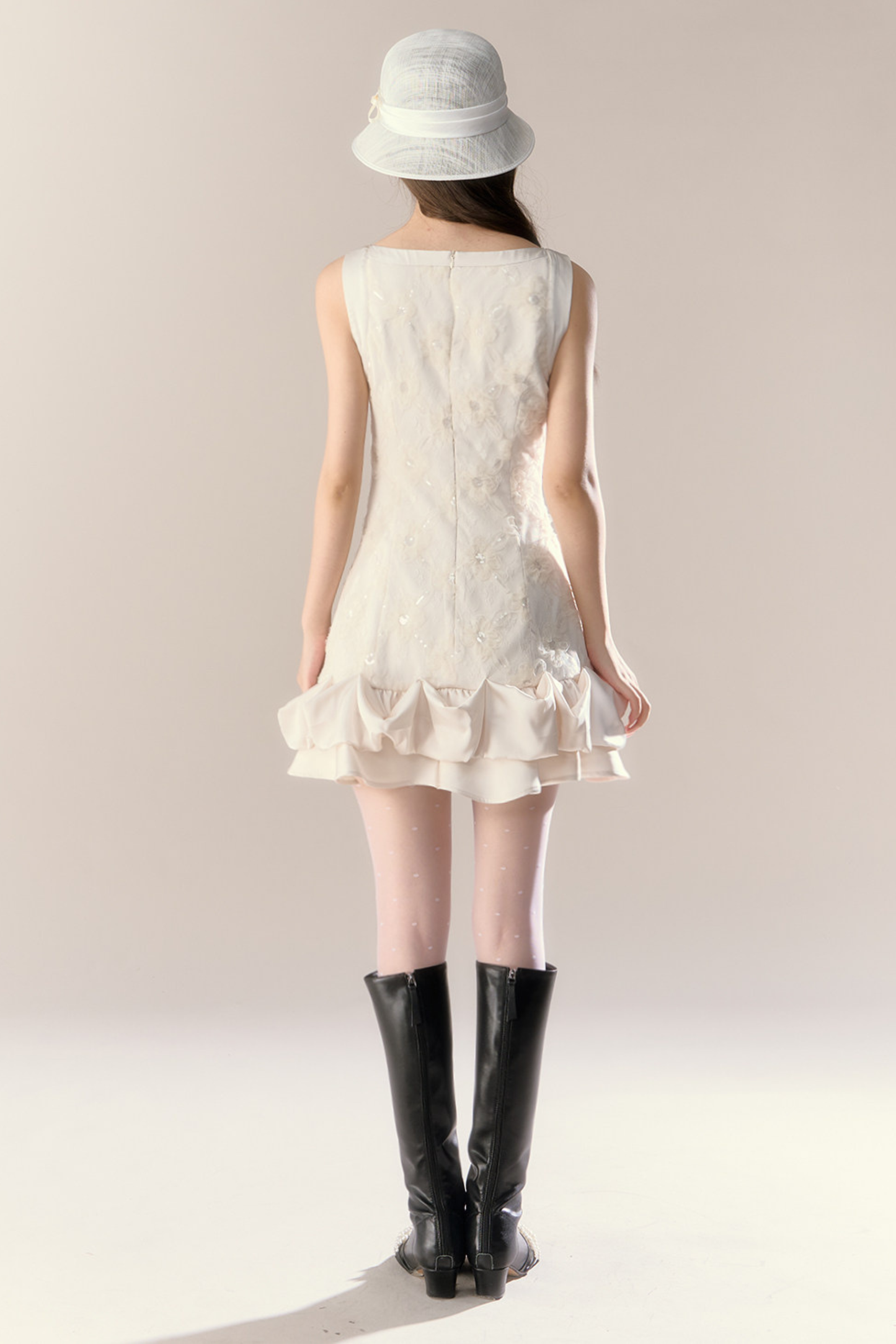 Frill Girly Pure Sleeveless Dress + Ribbon Cape