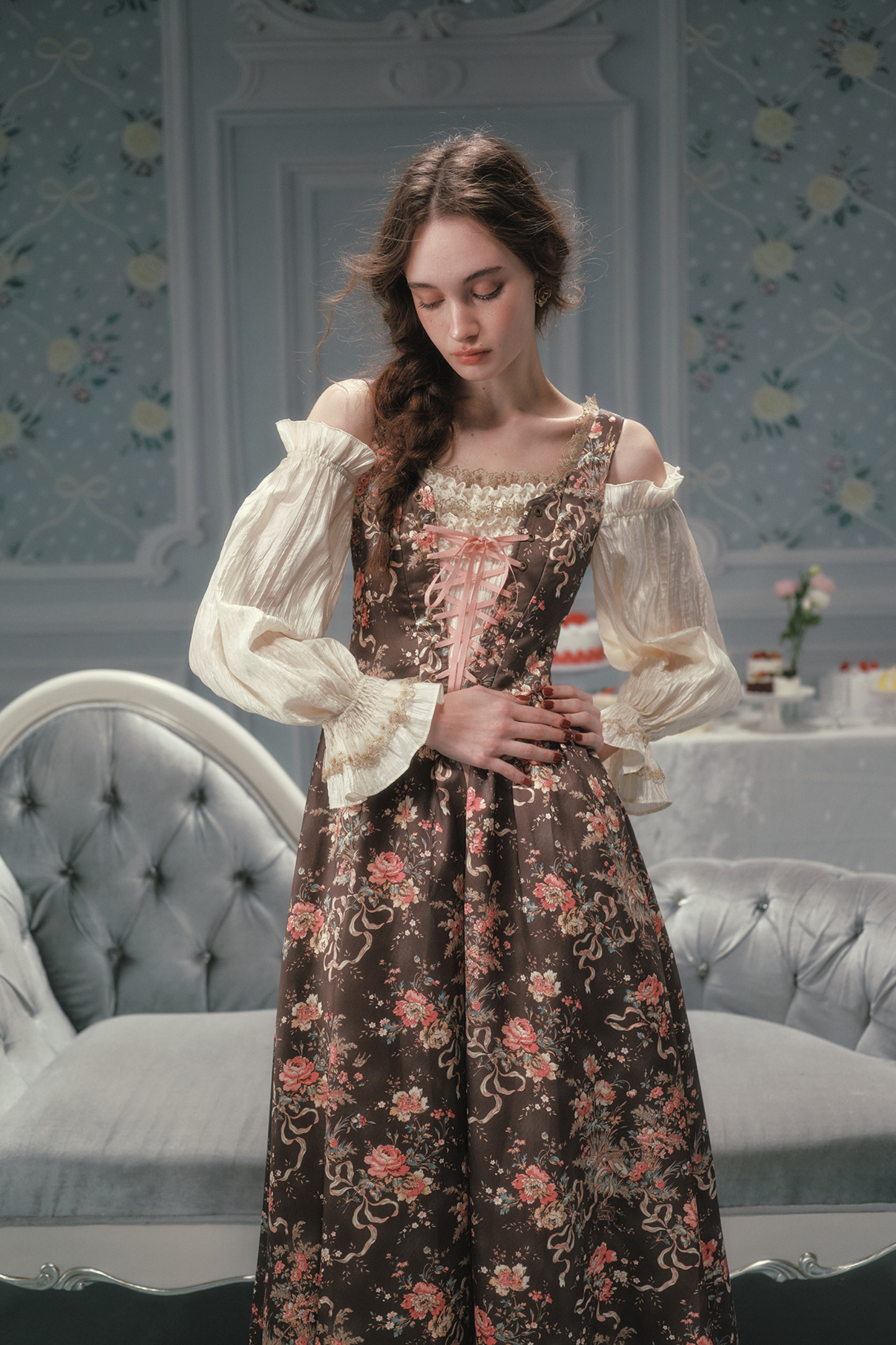 French Vintage Floral Art Dress