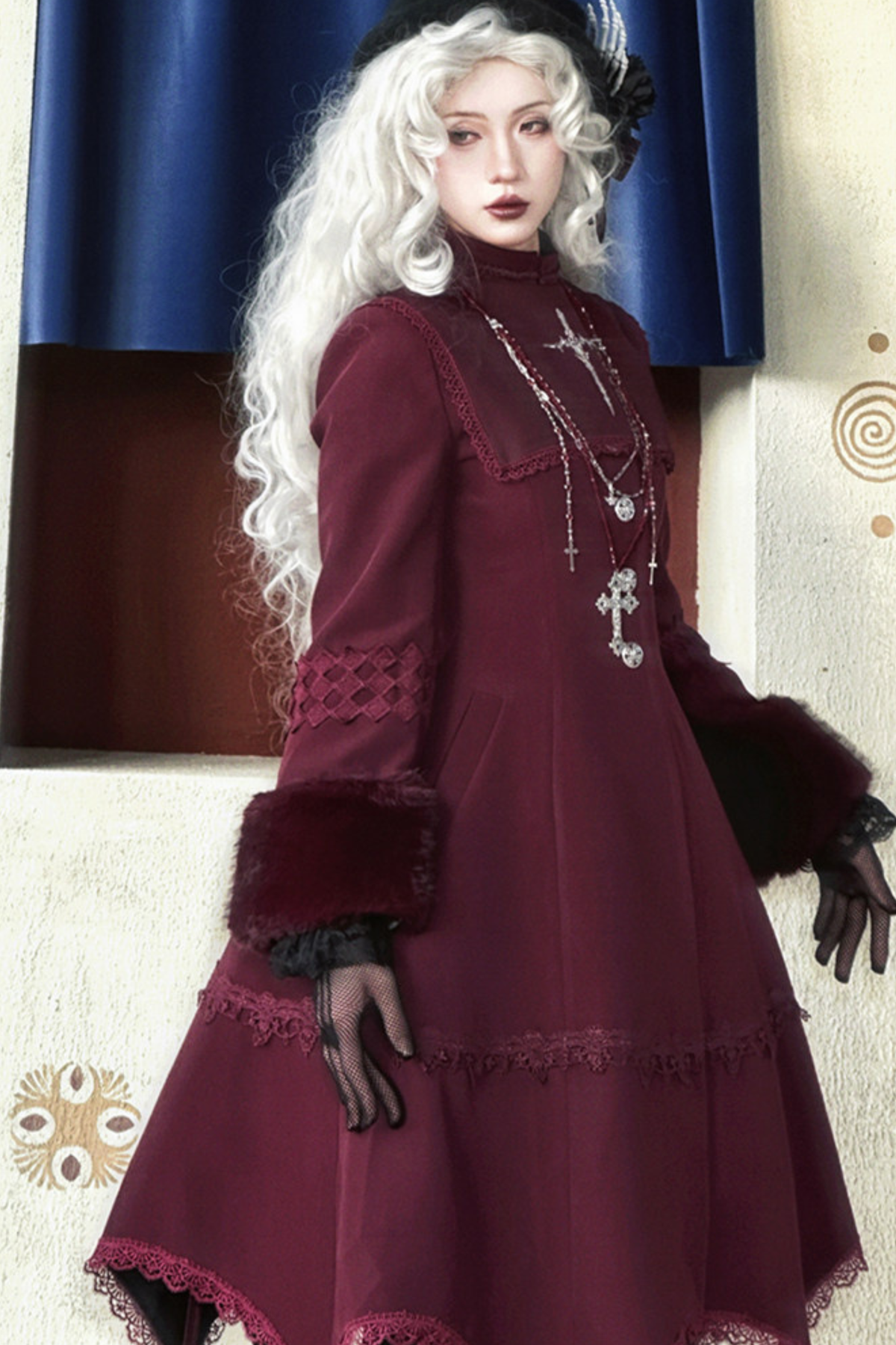 Gothic Lolita Coat + Cape + Cross Collar