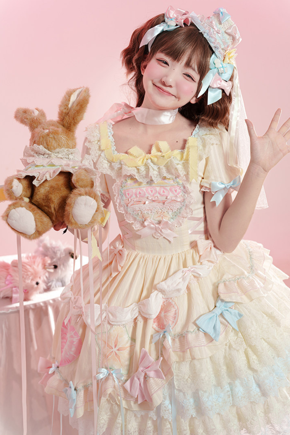 Slice Cake Gorgeous Lolita Dress + Jumper Skirt + Headband + Clip + Hat
