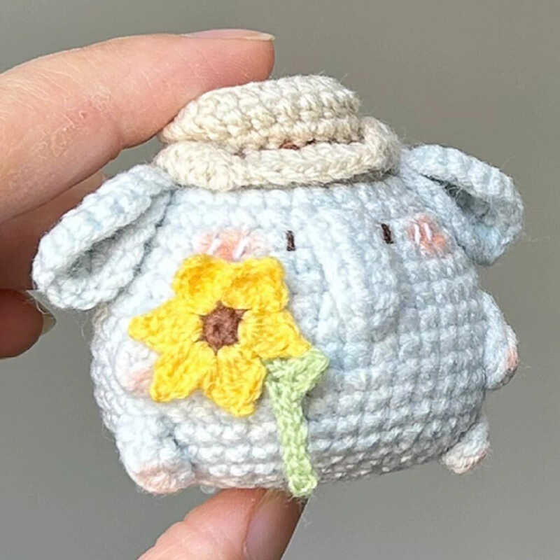 diy wool Mini kitty cat flowerpot keychain