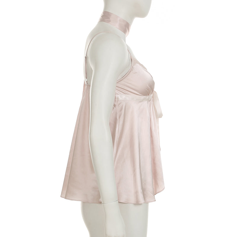 Coquette Pink Satin Tank Top