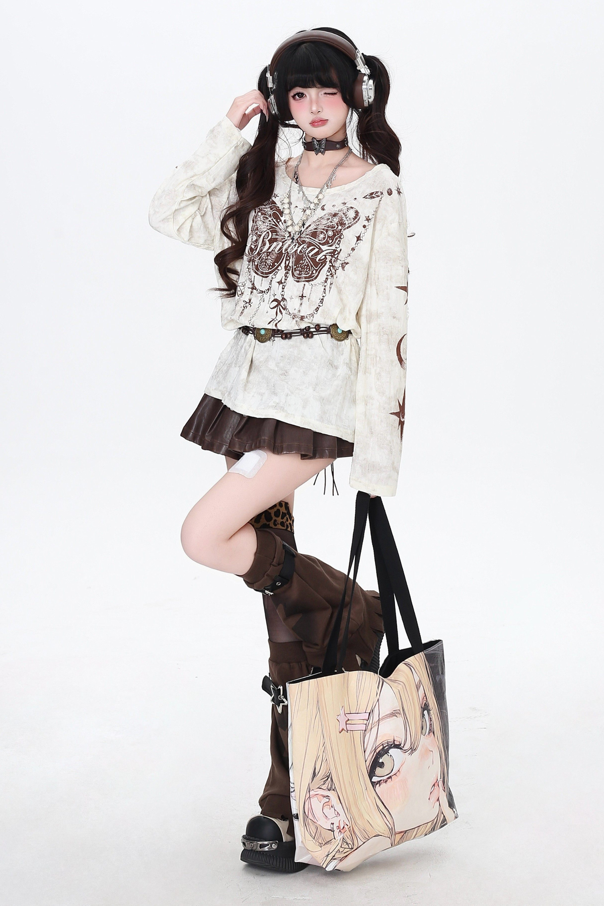 Butterfly Print Ripped Cover-Up Top