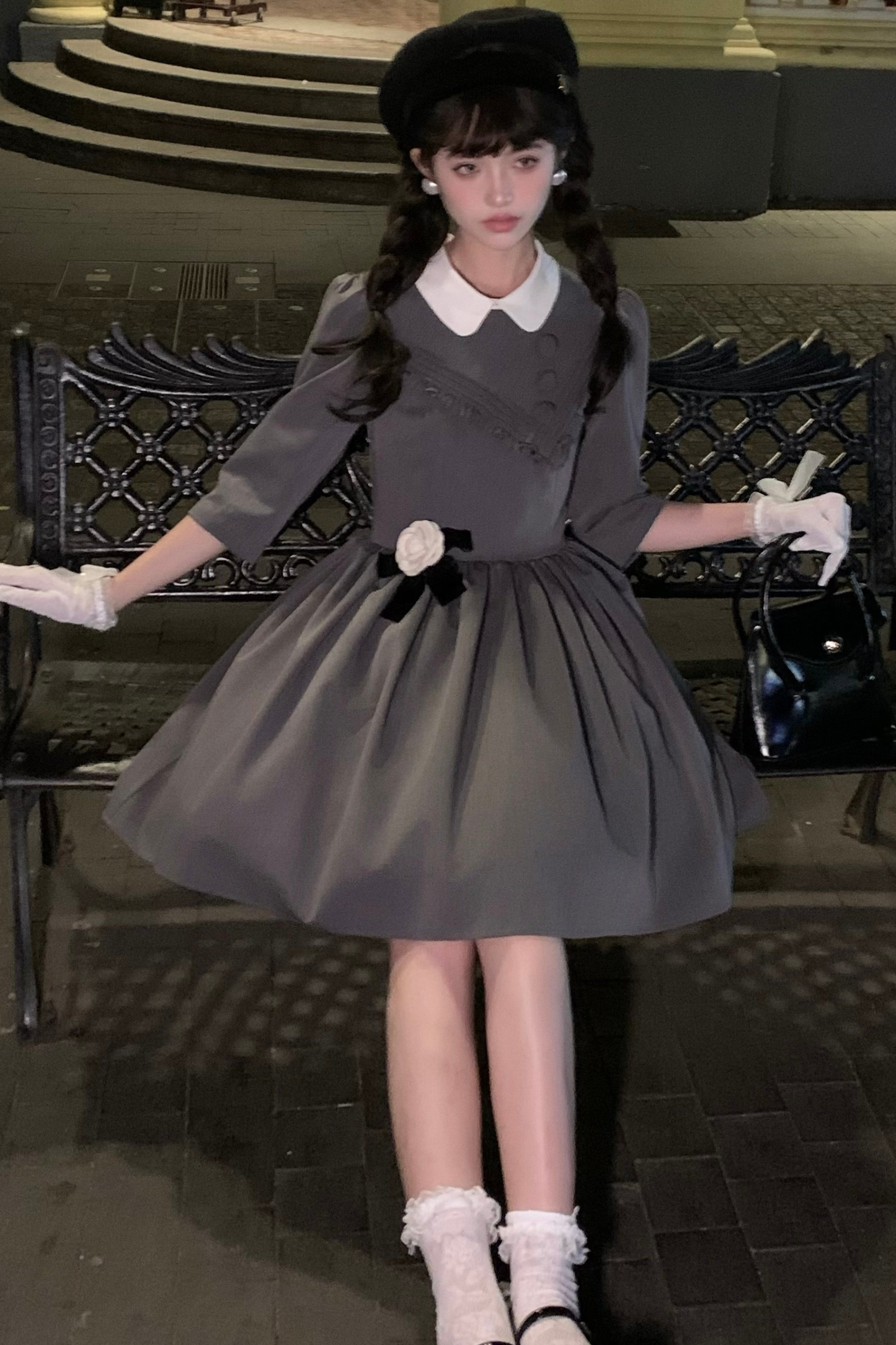 Retro Preppy Mid-Sleeve Lolita Dress