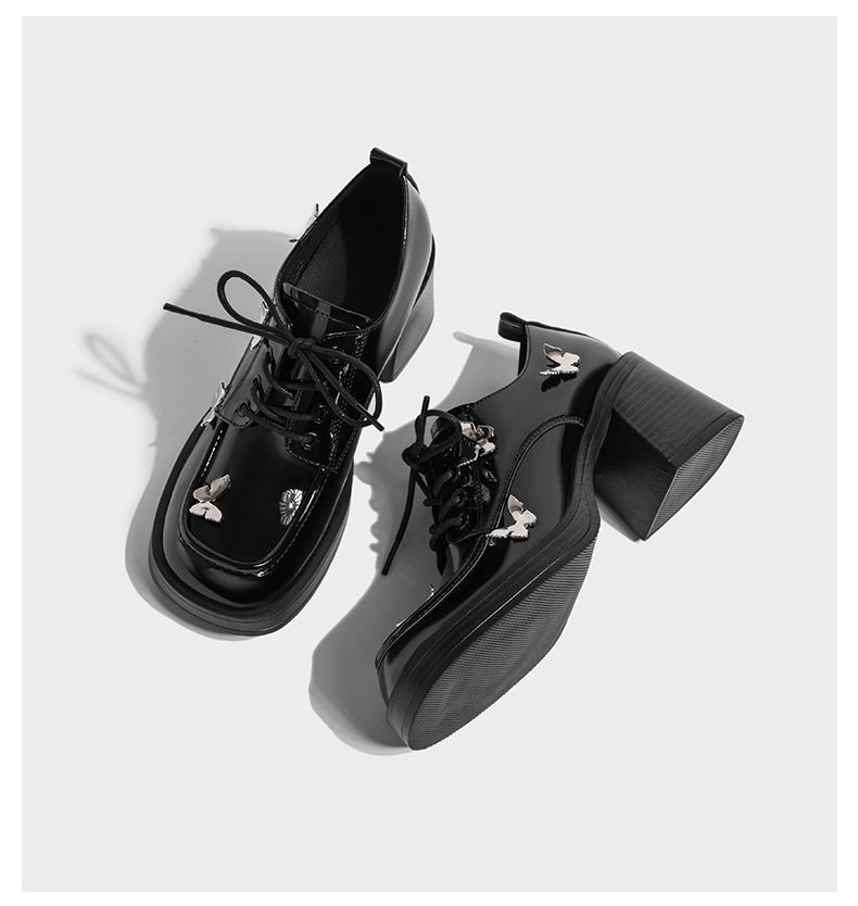 Dark Coquette Butterfly Leather Shoes