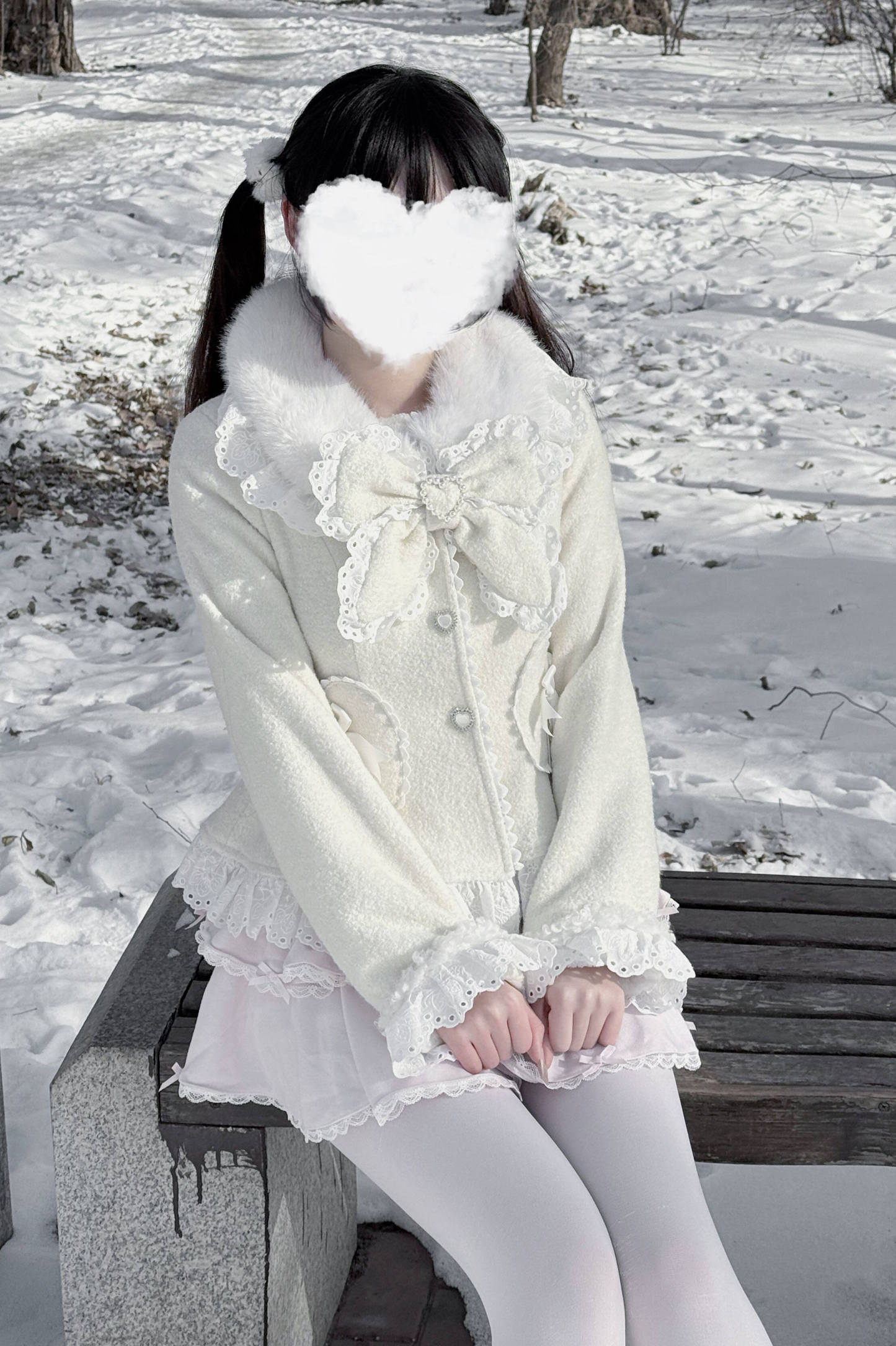 Lace Ribbon Slim Sweet Coat