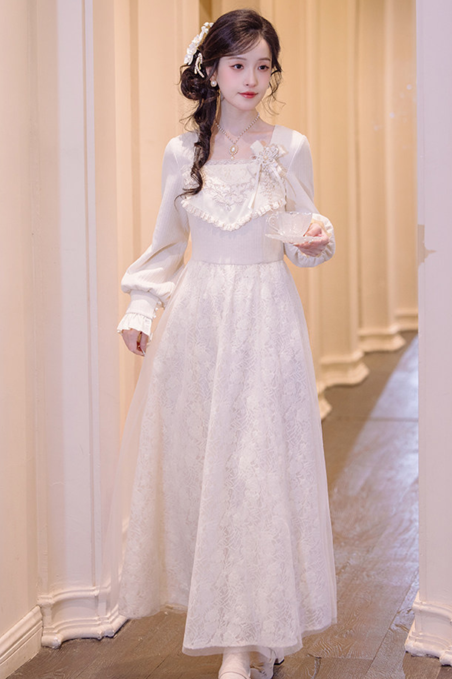 Pure White Square Neck Dress