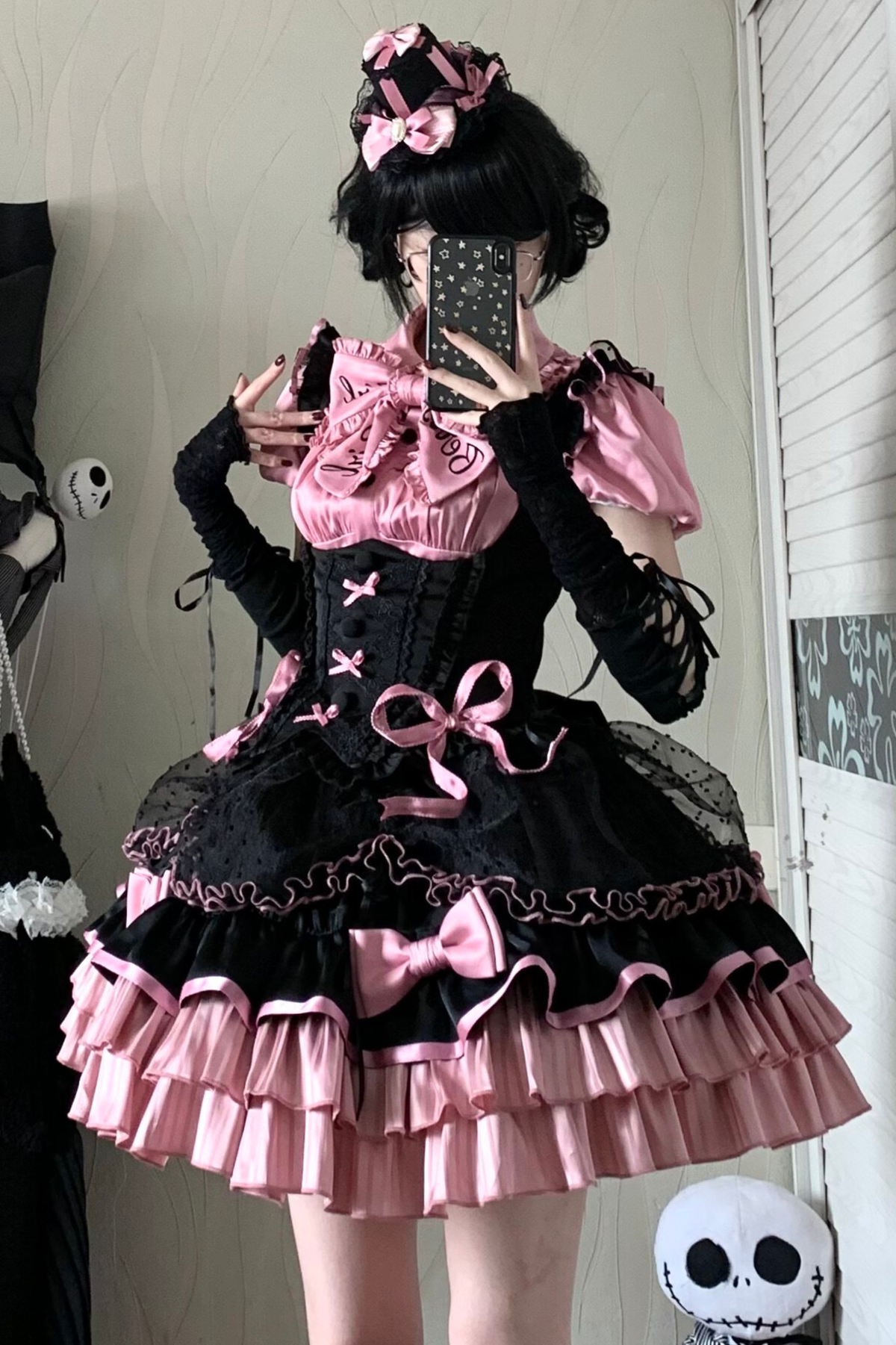 【Pre-order until March 10】Candy Heartbeat Lolita Shirt + Jumper Skirt + Hat + Ribbon